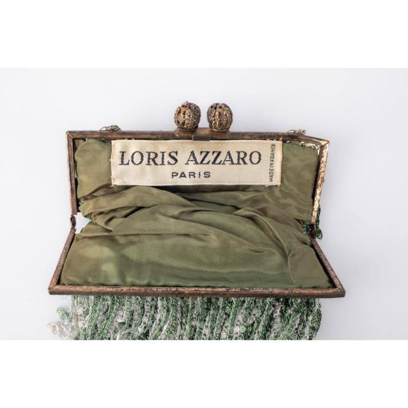 Azzaro Loris Silberne und grüne Lurex-Handtasche aus Mesh im Angebot 1