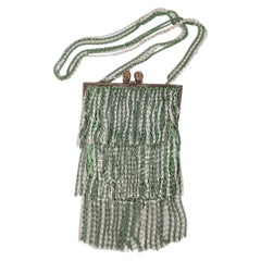 Azzaro Loris Silvery and Green Lurex Mesh Handbag