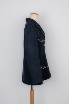 Azzaro Navy Blue Wool Jacket and Gold Metal Buttons