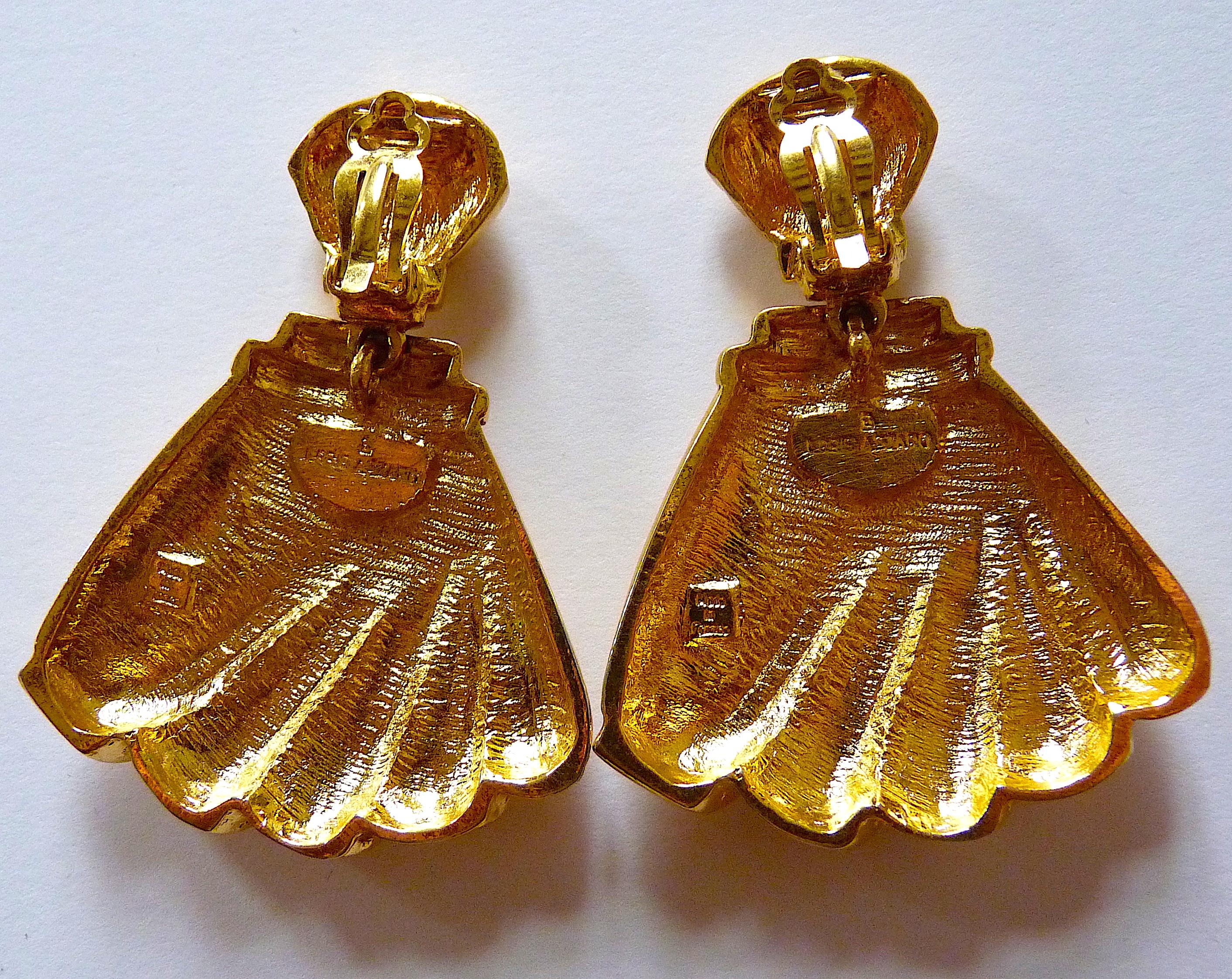 AZZARO PARIS Gold Clip On Earrings from the 1980s For Sale 2