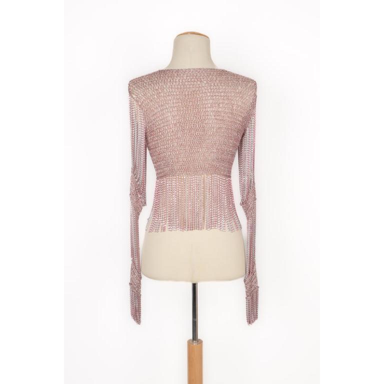 Brown Azzaro Pink and Silvery Lurex Top, 1970 For Sale