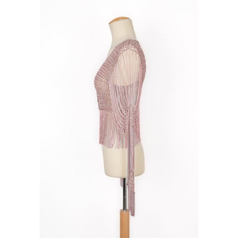 Azzaro Pink and Silvery Lurex Top, 1970 In Excellent Condition For Sale In SAINT-OUEN-SUR-SEINE, FR