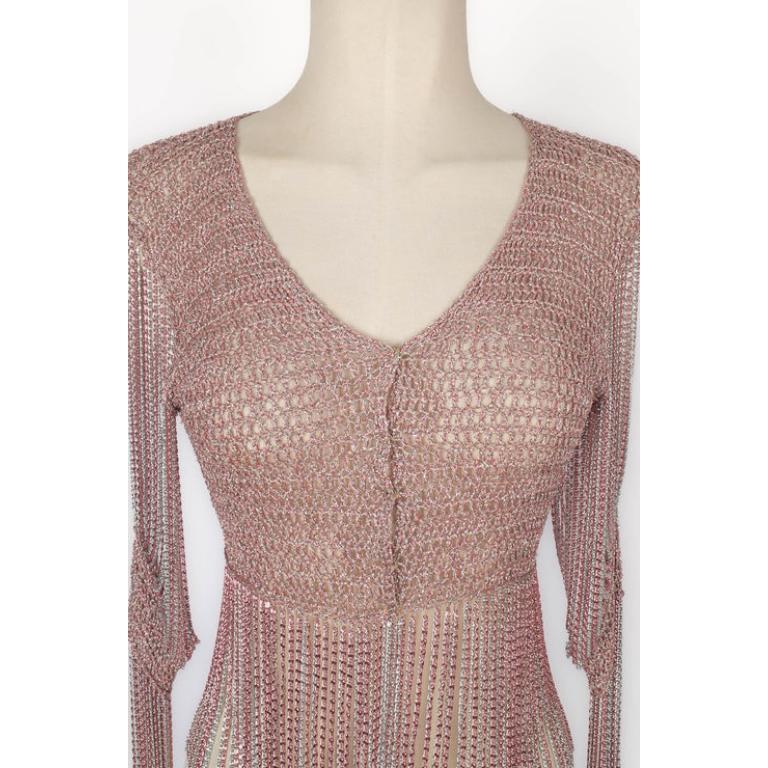 Women's Azzaro Pink and Silvery Lurex Top, 1970 For Sale