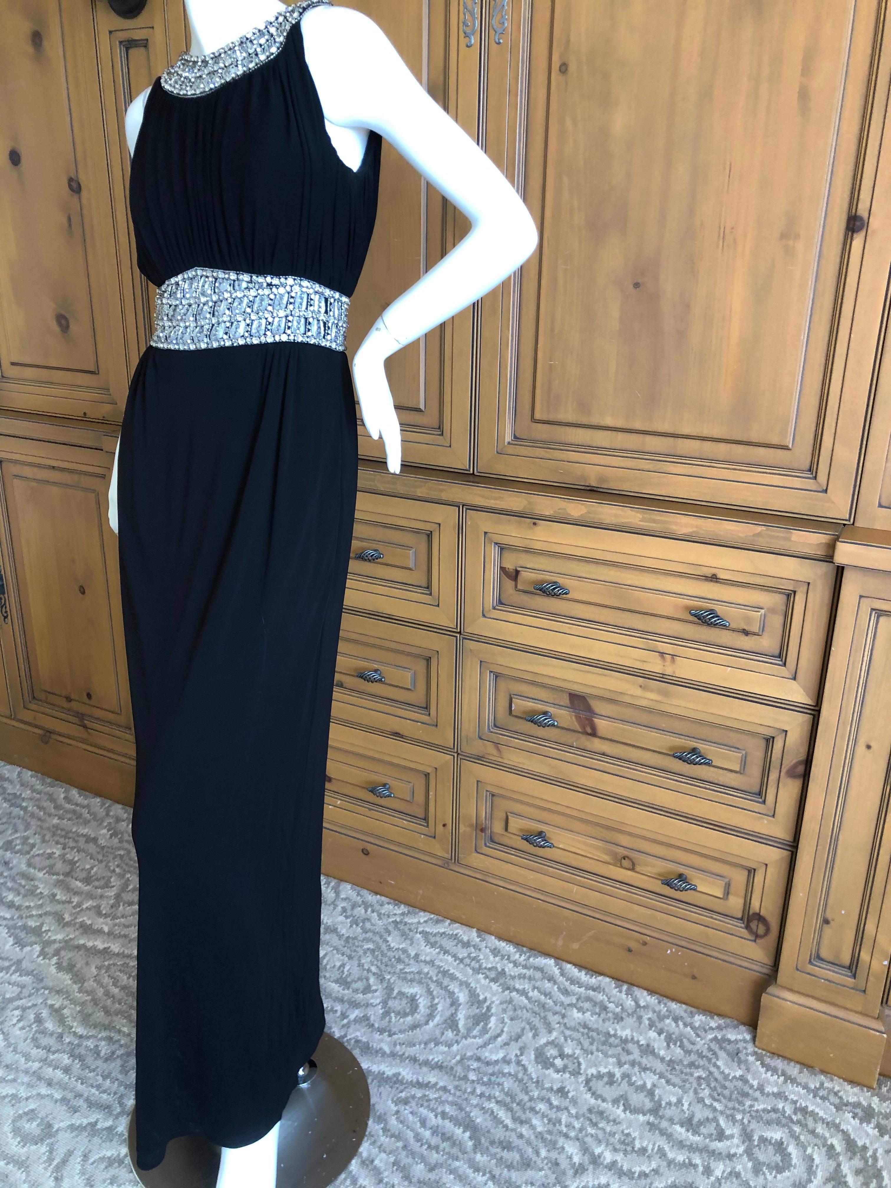 Azzaro Vintage Pleated Black Evening Dress with Gobsmacking Jewel Collar & Belt.
This is so wonderful, please use the zoom feature to see details.
 Size 40
Bust 36