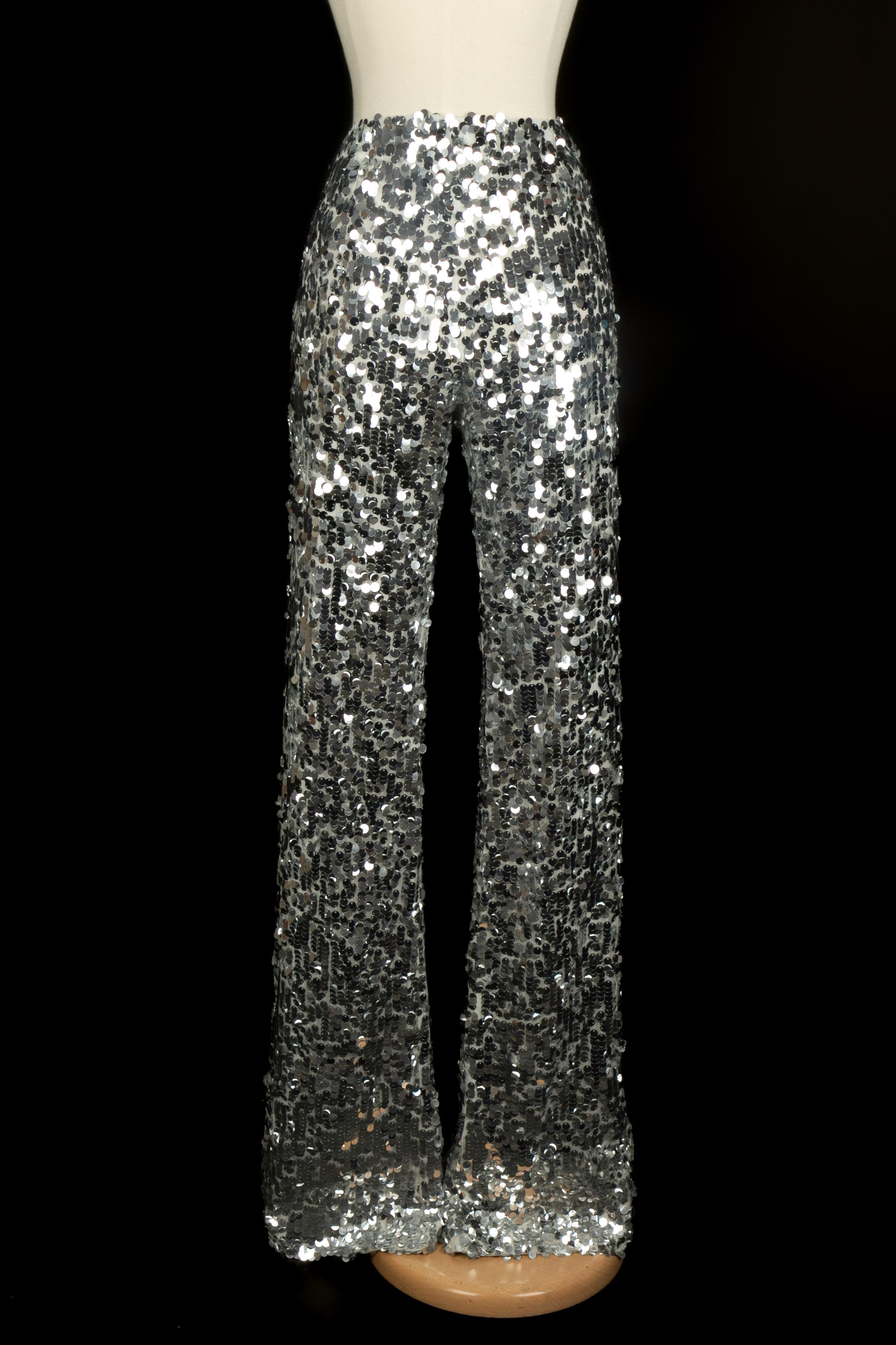 Azzaro sequined pants In Excellent Condition For Sale In SAINT-OUEN-SUR-SEINE, FR