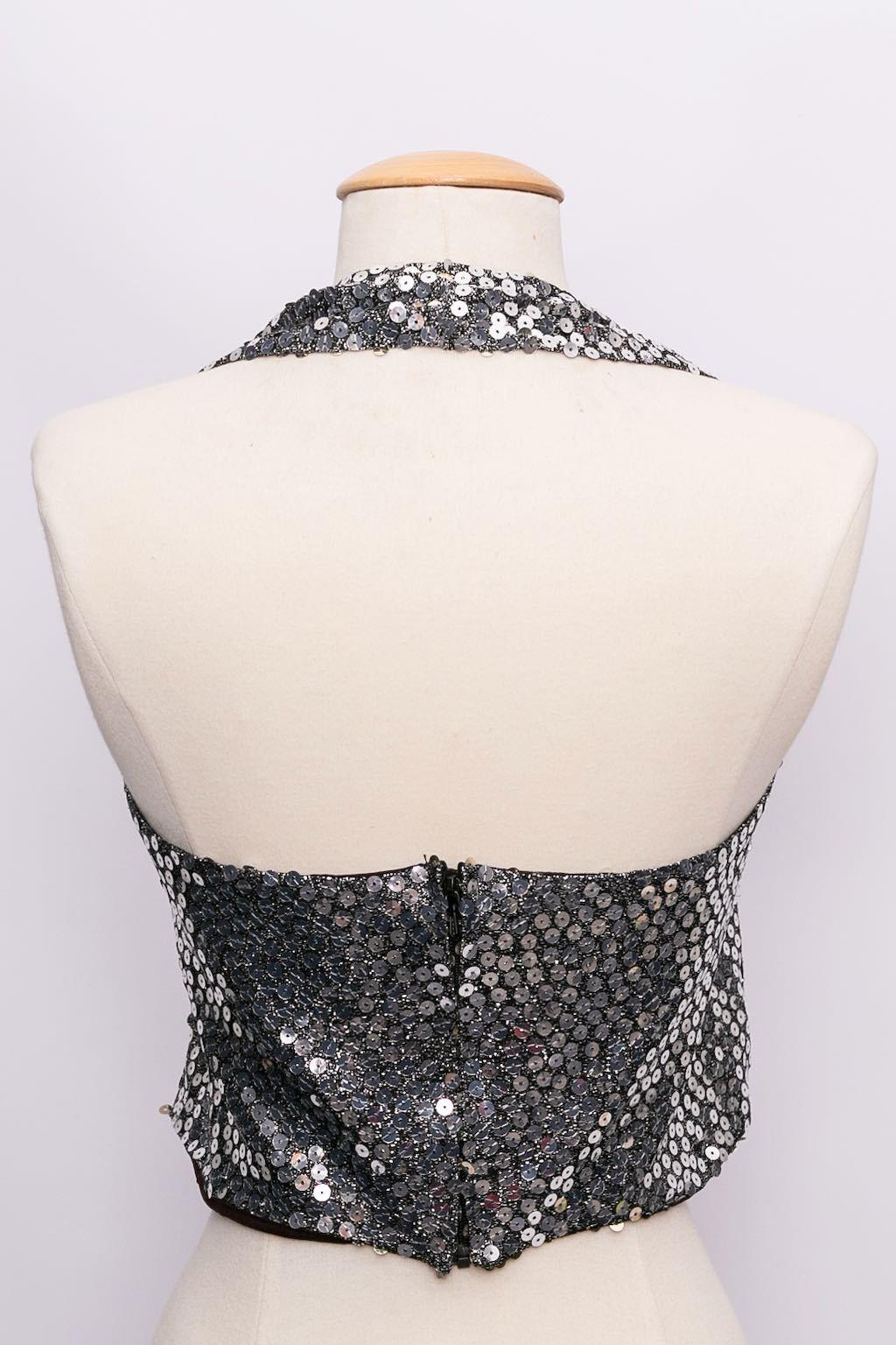 Grigio Top con paillettes Azzaro in vendita