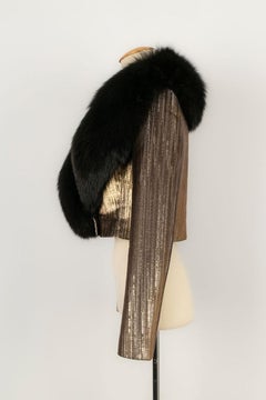 Azzaro Short Jacket in Gold with Fox Collar