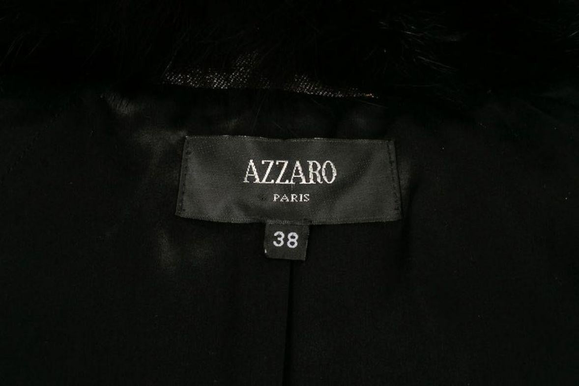 Azzaro - Veste courte dorée avec col en renard en vente 4