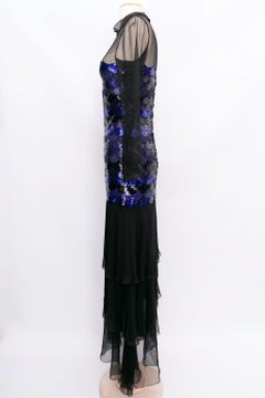 Azzaro Silk Chiffon Sequined Dress, Size 36FR