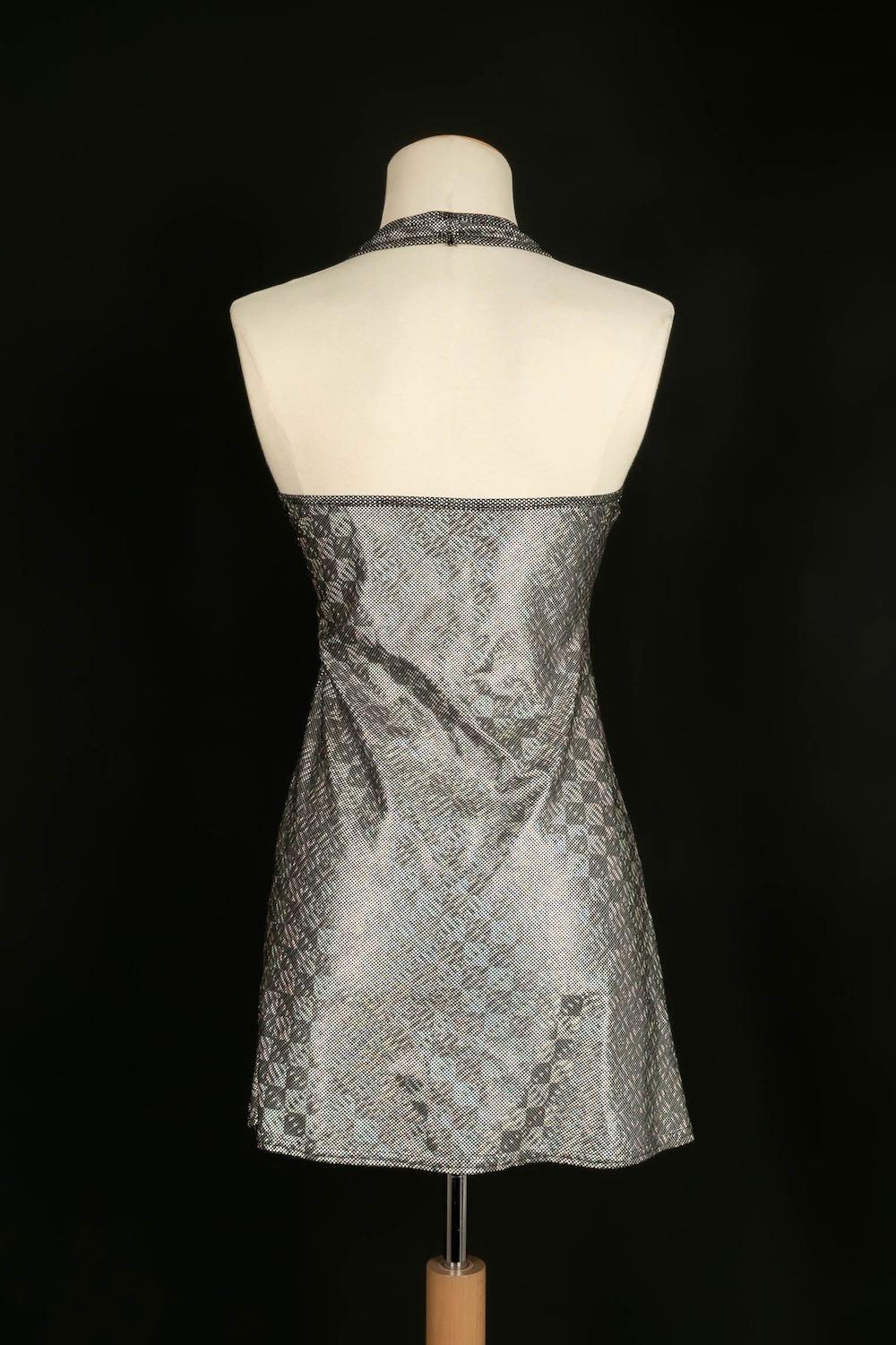 Azzaro Silver Mini Dress In Excellent Condition For Sale In SAINT-OUEN-SUR-SEINE, FR