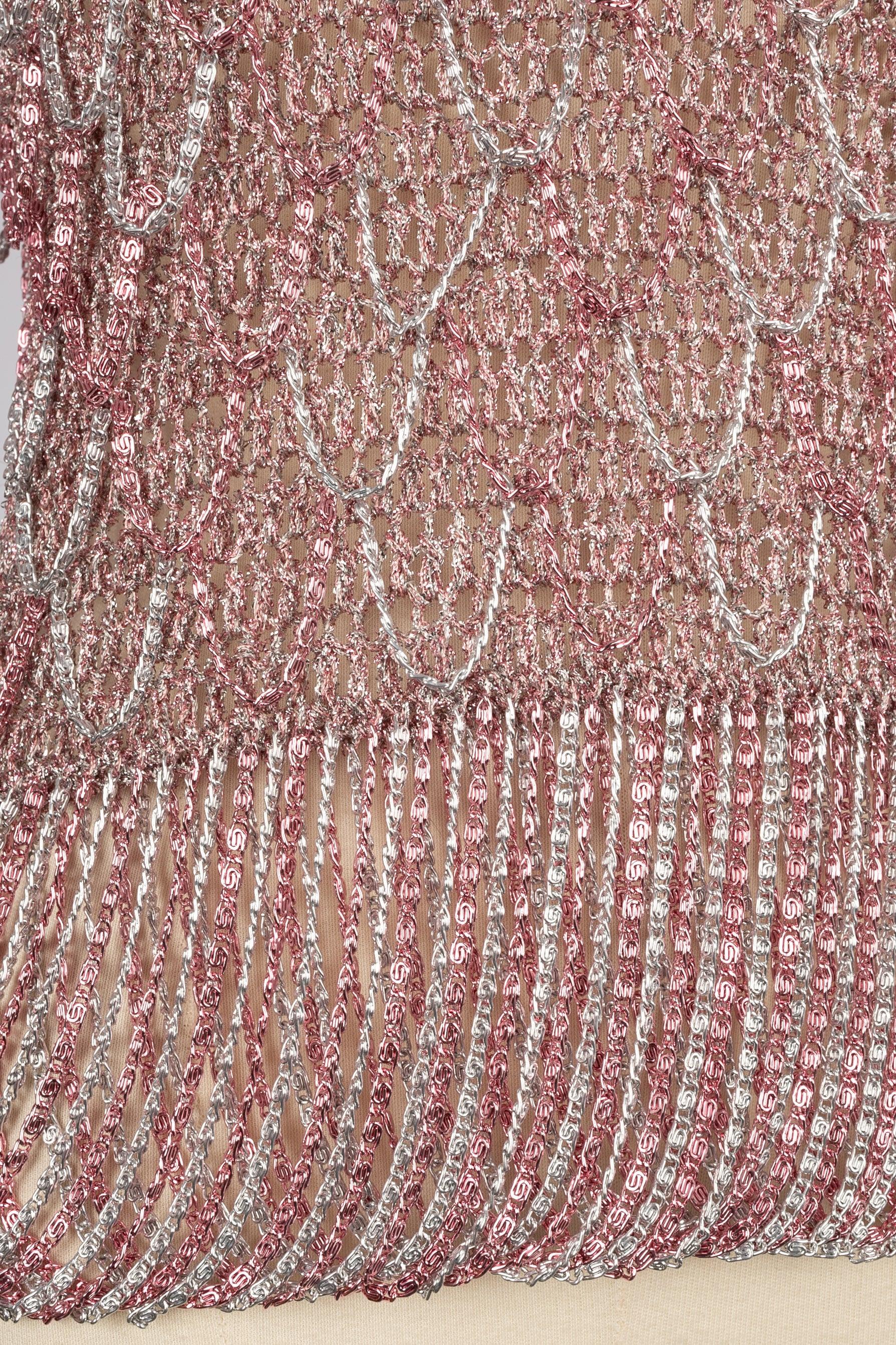 Azzaro - Haut en lurex rose et argenté, années 1970 en vente 1