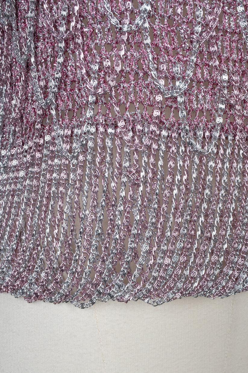 Azzaro Silvery and Pink Lurex Top, 1970s For Sale 1