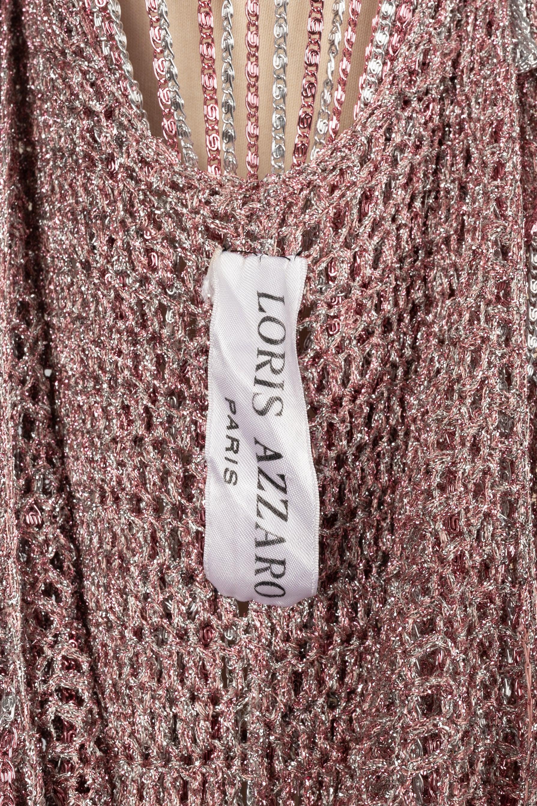 Azzaro - Haut en lurex rose et argenté, années 1970 en vente 3