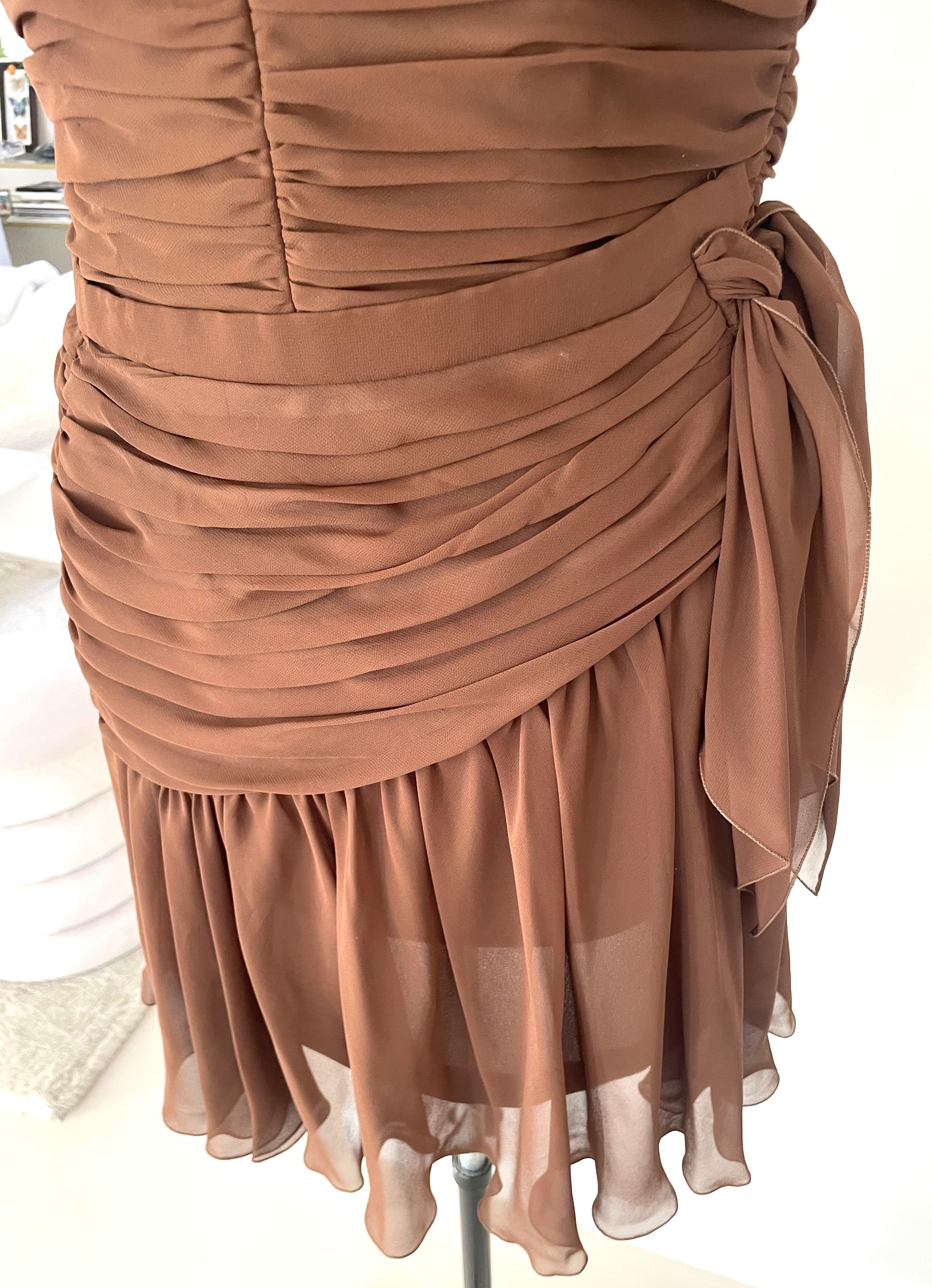 Azzaro Studio Paris 90s Vintage Top Bustier with Short Skirt Evening Dress Crepe In Excellent Condition For Sale In 'S-HERTOGENBOSCH, NL