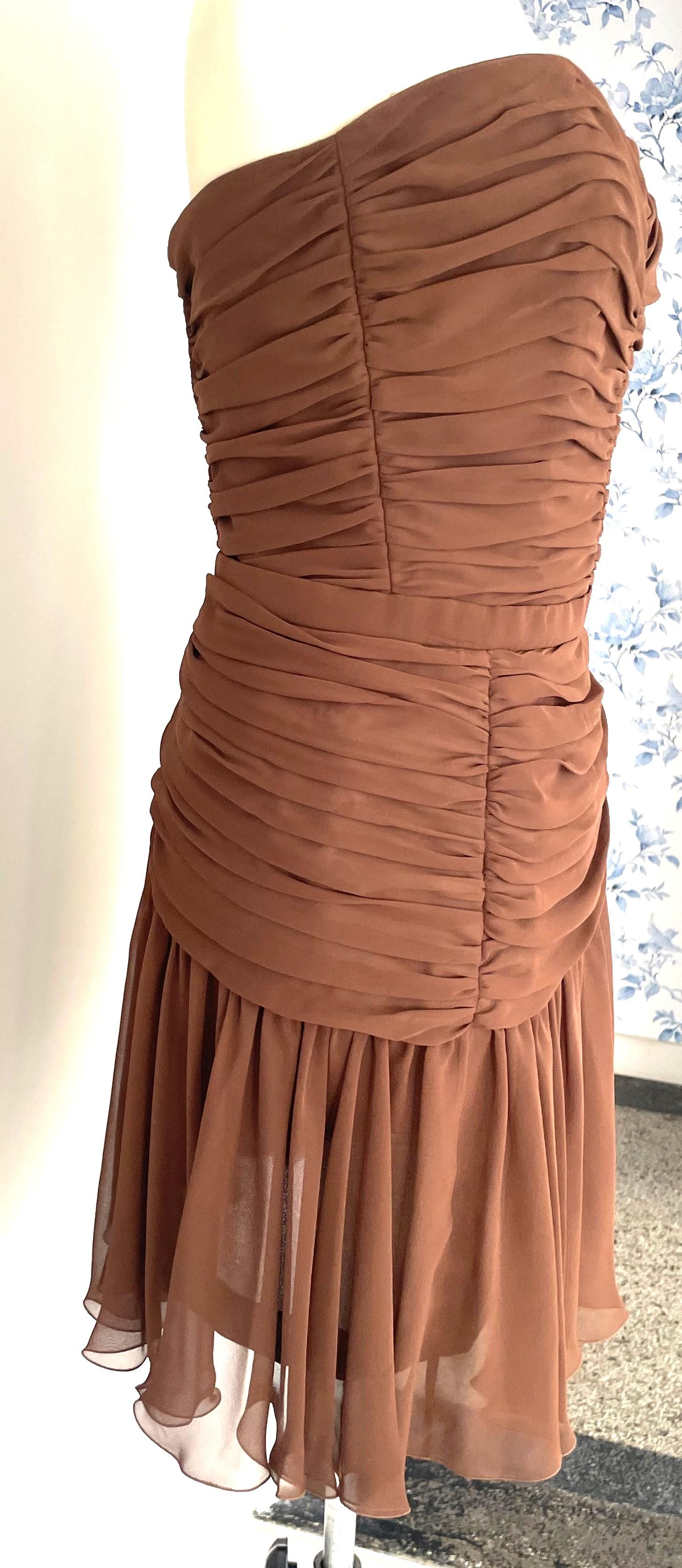 Women's Azzaro Studio Paris 90s Vintage Top Bustier with Short Skirt Evening Dress Crepe For Sale
