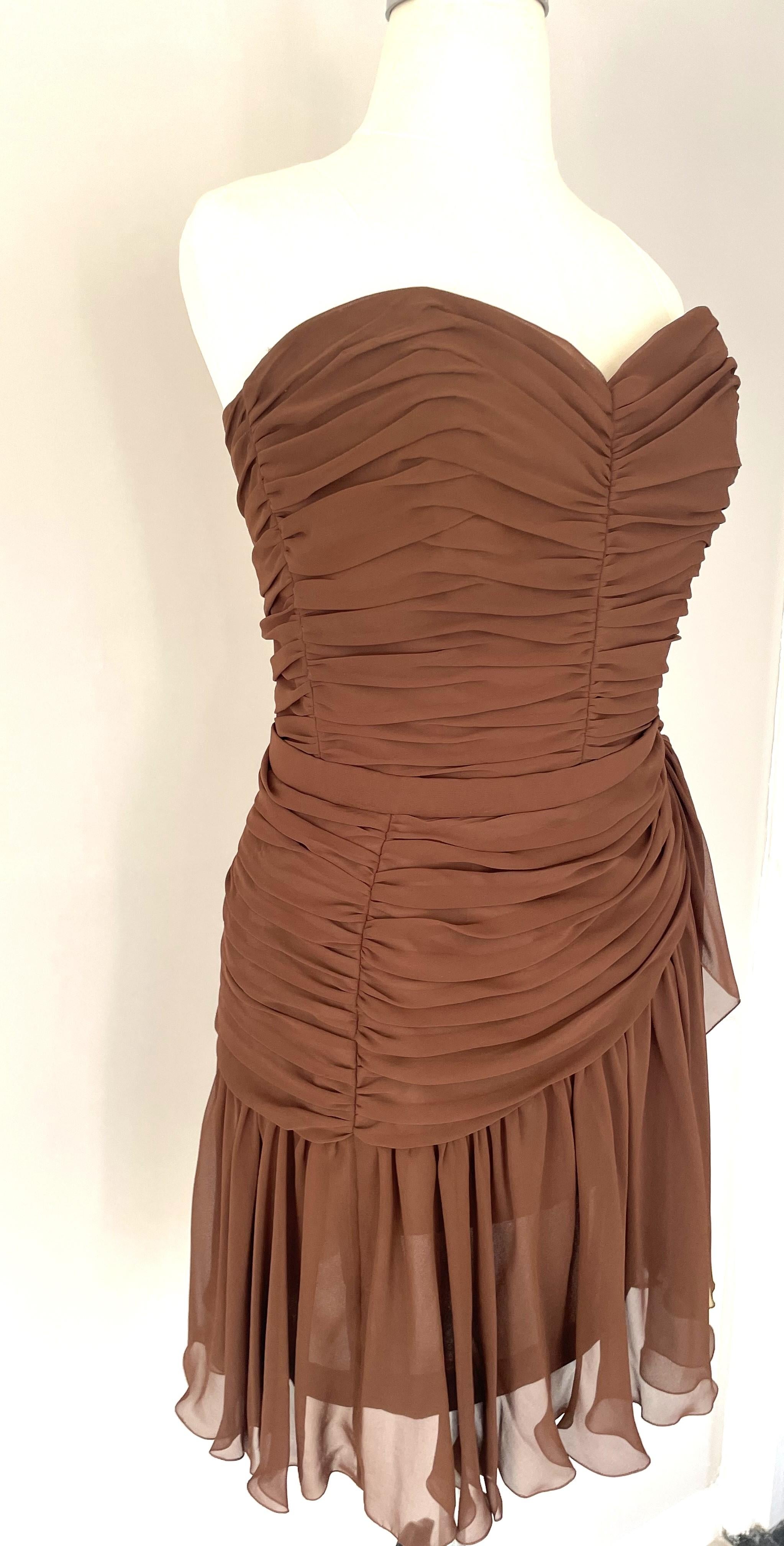 Azzaro Studio Paris 90s Vintage Top Bustier with Short Skirt Evening Dress Crepe For Sale 1