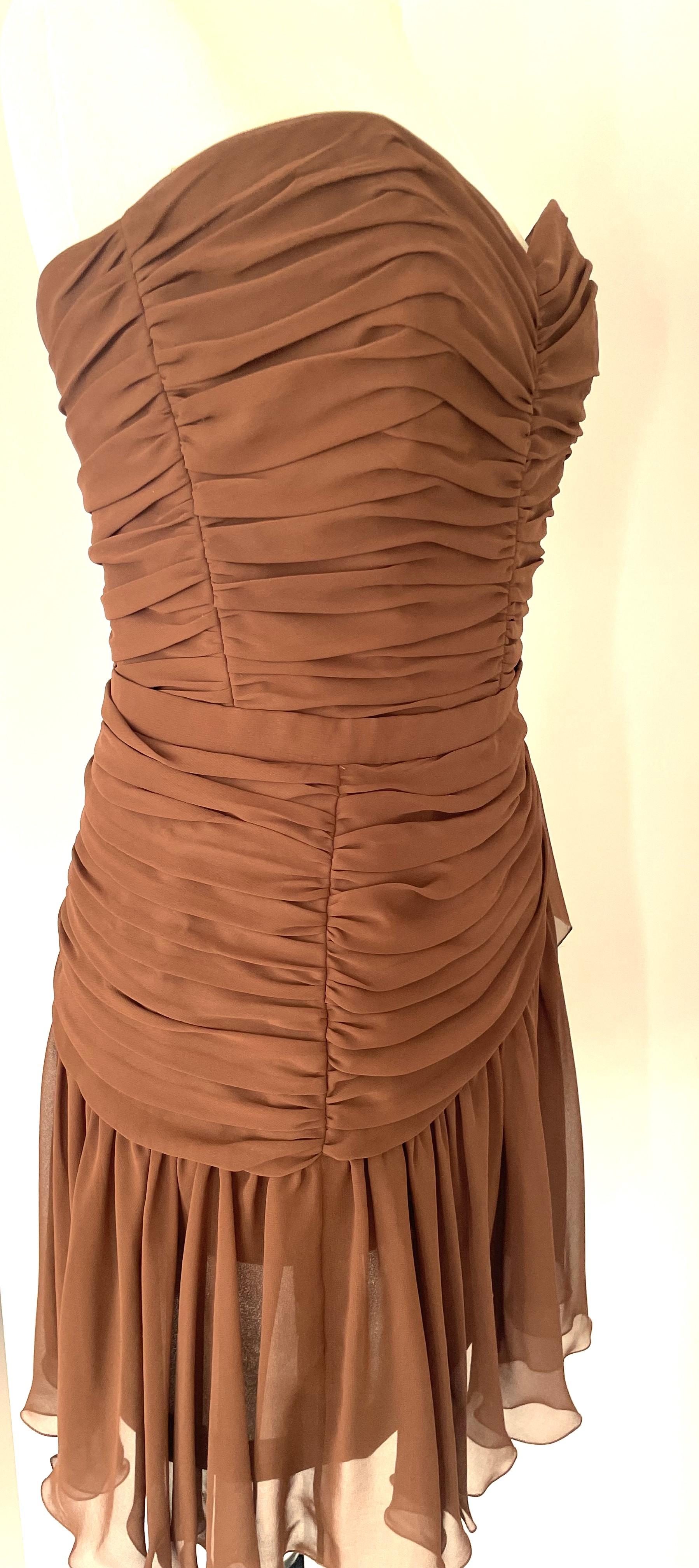 Azzaro Studio Paris 90s Vintage Top Bustier with Short Skirt Evening Dress Crepe For Sale 2