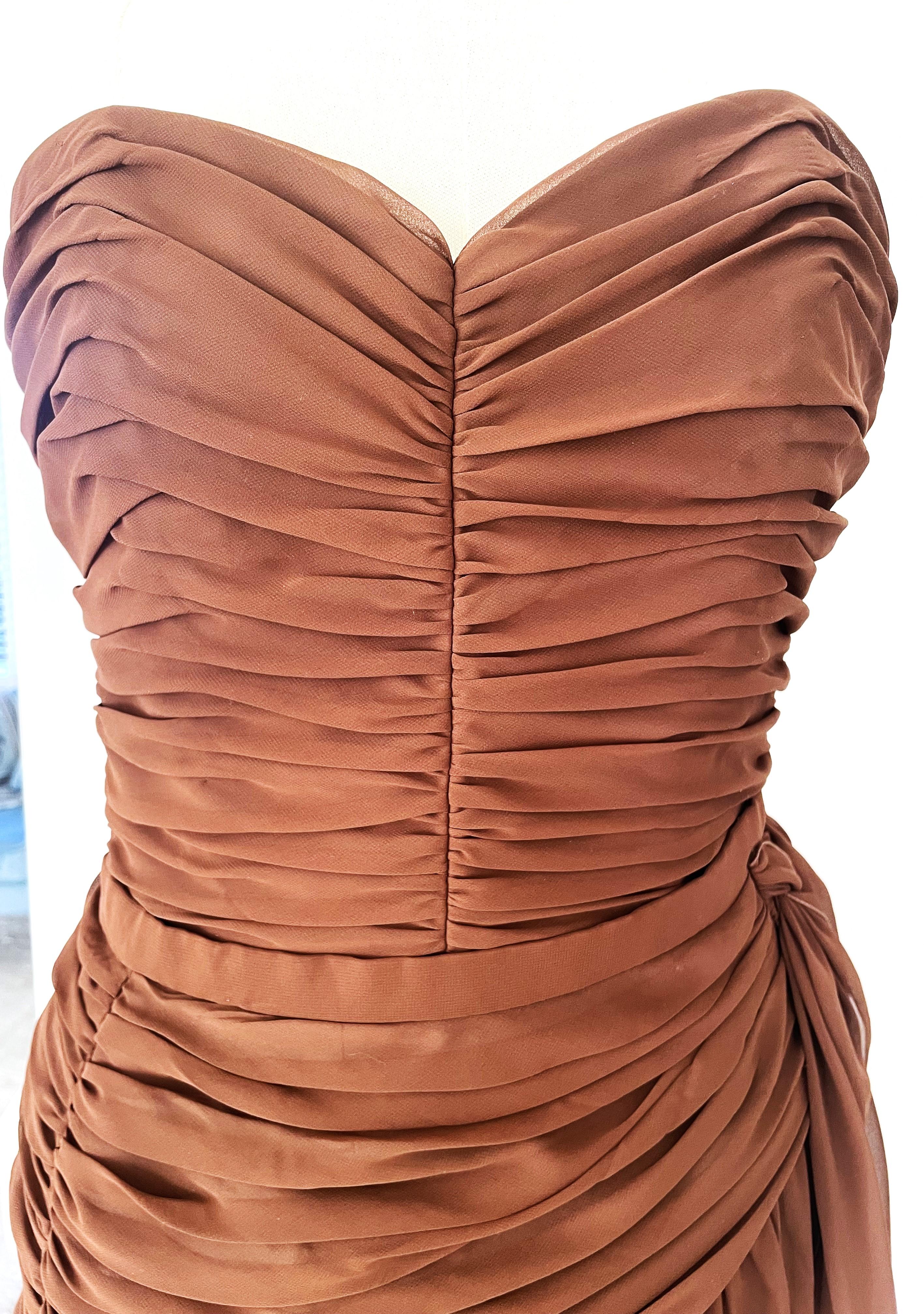 Azzaro Studio Paris 90s Vintage Top Bustier with Short Skirt Evening Dress Crepe For Sale 4