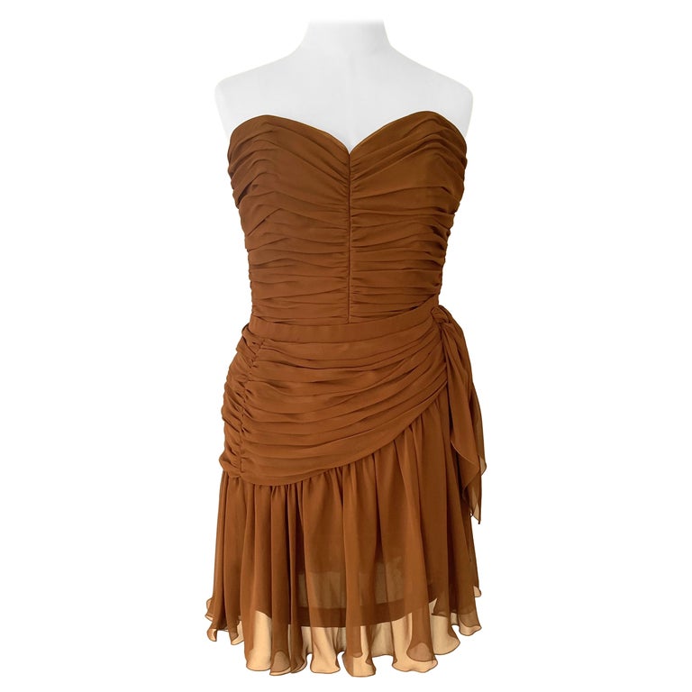 Azzaro Studio Paris 90s Vintage Top Bustier With Short Skirt Evening Dress Crepe