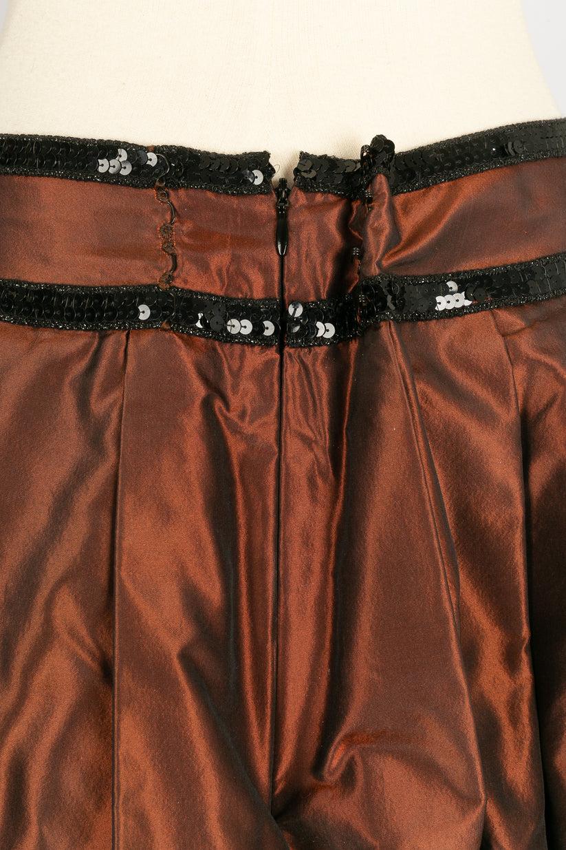 Brown Azzaro Taffeta skirt For Sale