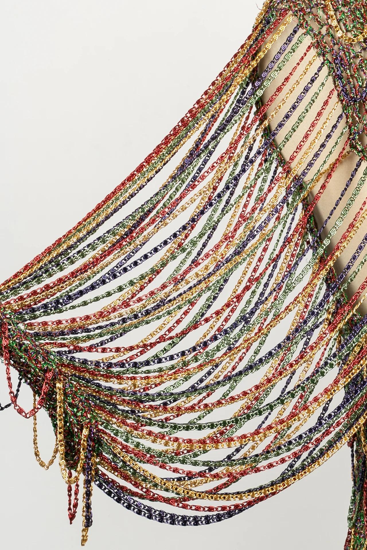 Azzaro Top in Multicolored Lurex Enlivened with Chains, 1970s 1