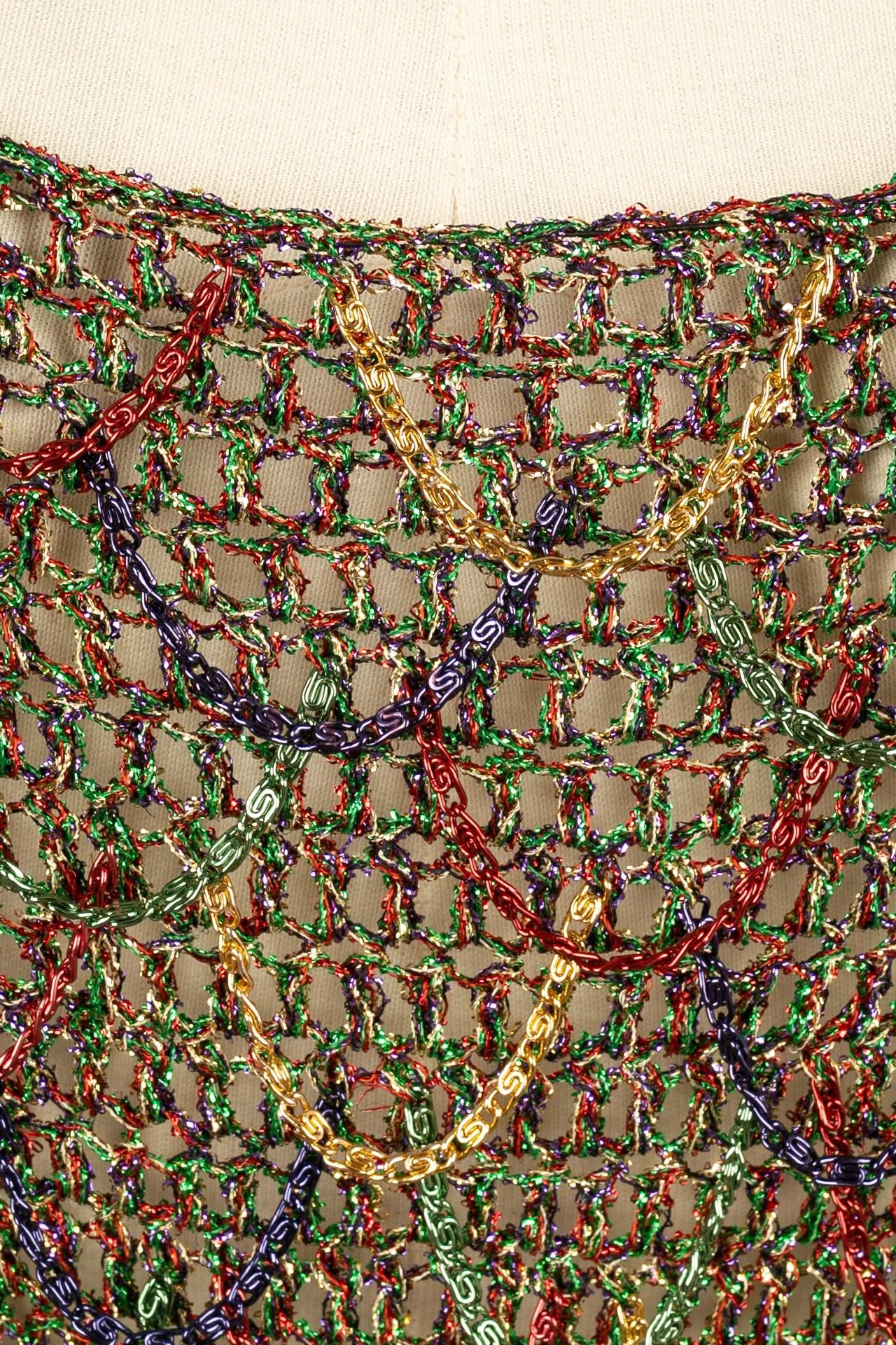 Azzaro Top in Multicolored Lurex Enlivened with Chains, 1970s 3