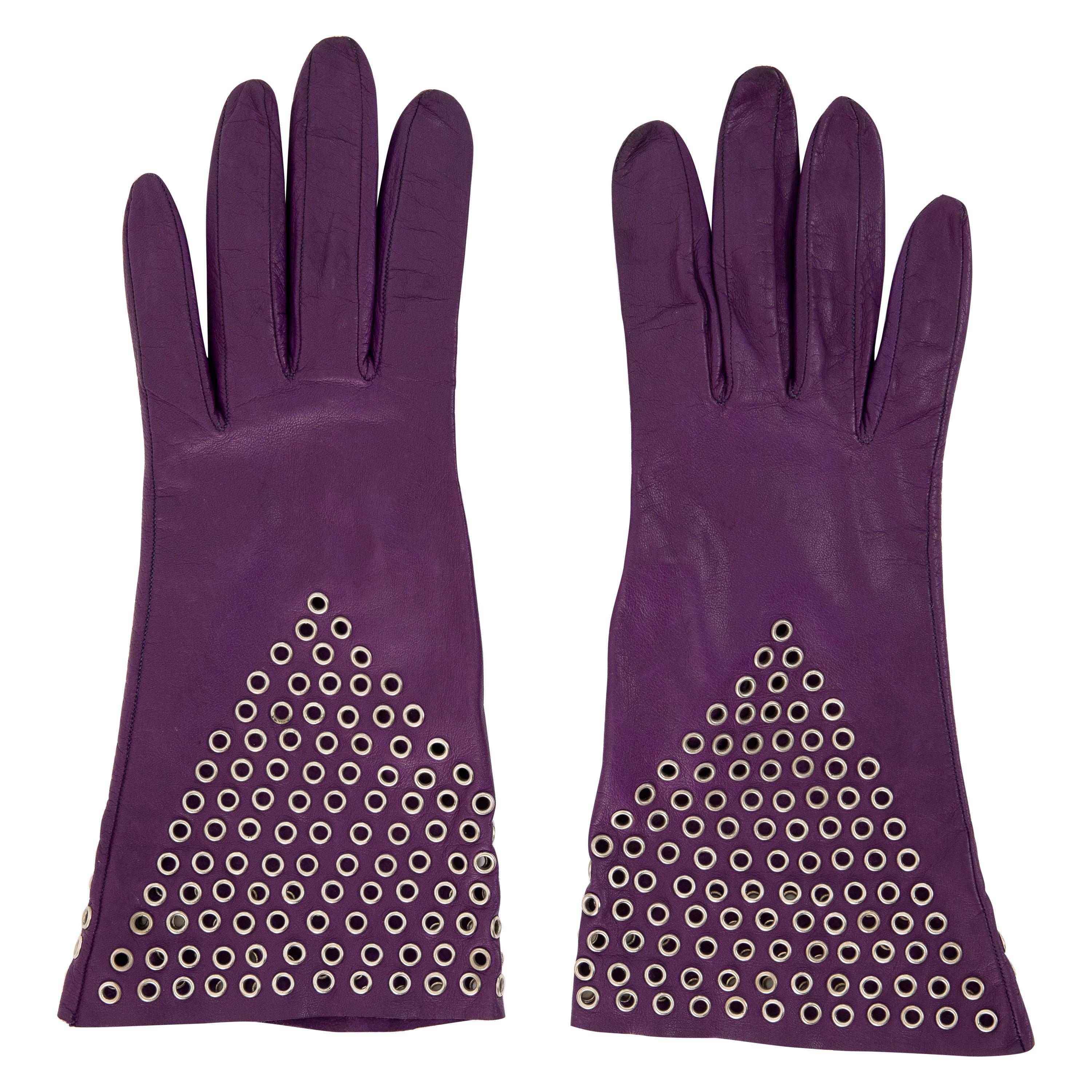 plum leather gloves