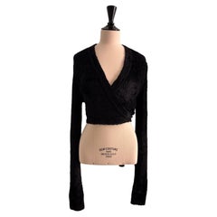 Schwarze, kurz geschnittene Wickeljacke von Azzedine Alaïa aus den 1980er Jahren in ausgezeichnetem Zustand