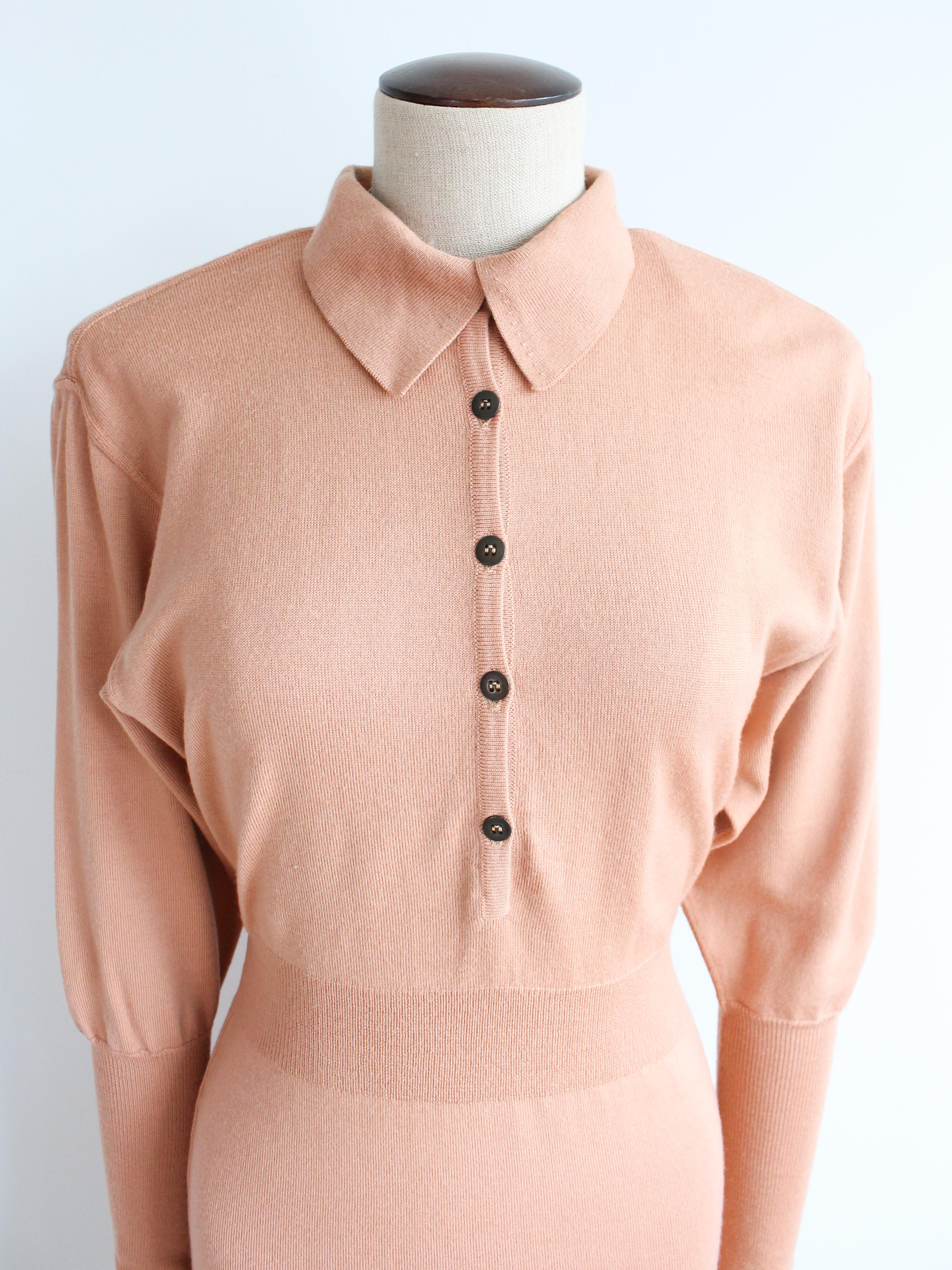 Mini abito Azzedine Alaïa 1980 in maglia color pesca 2