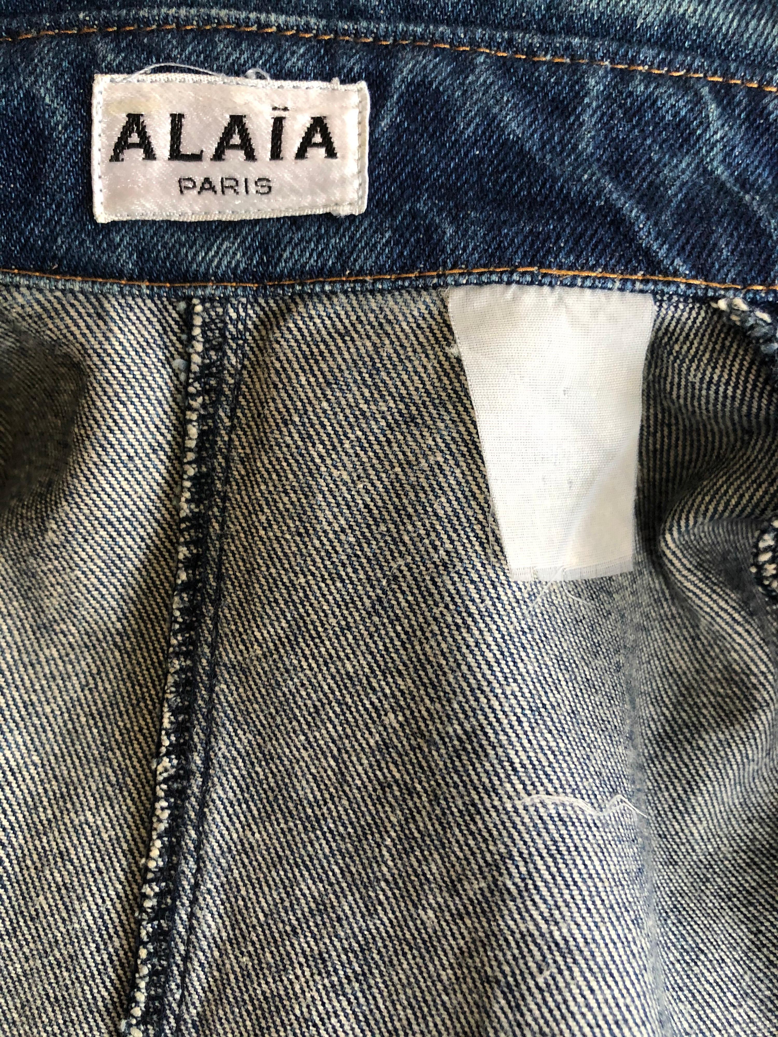 Azzedine Alaia 1980’s Vintage Motorcycle Zipper Denim Coat Dress 3