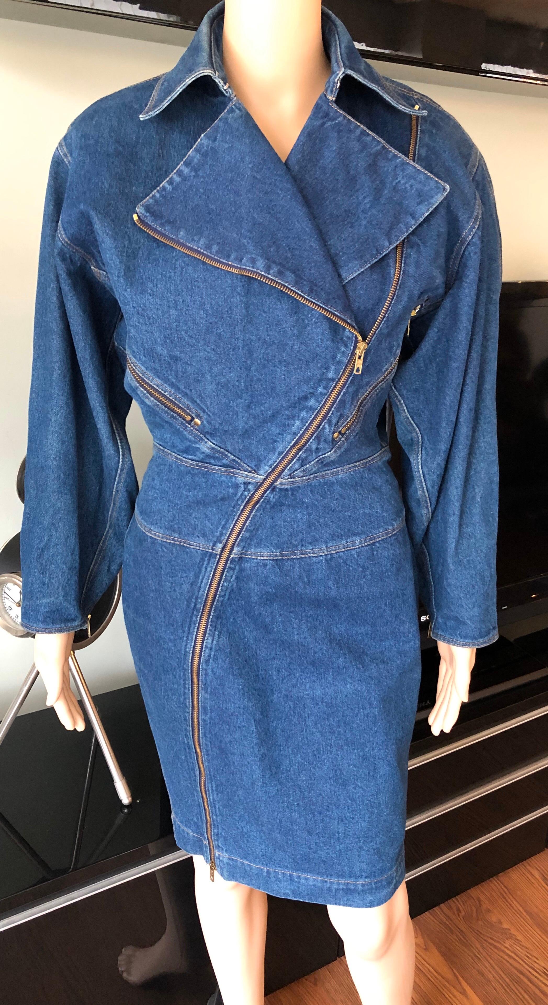 zipper denim dress