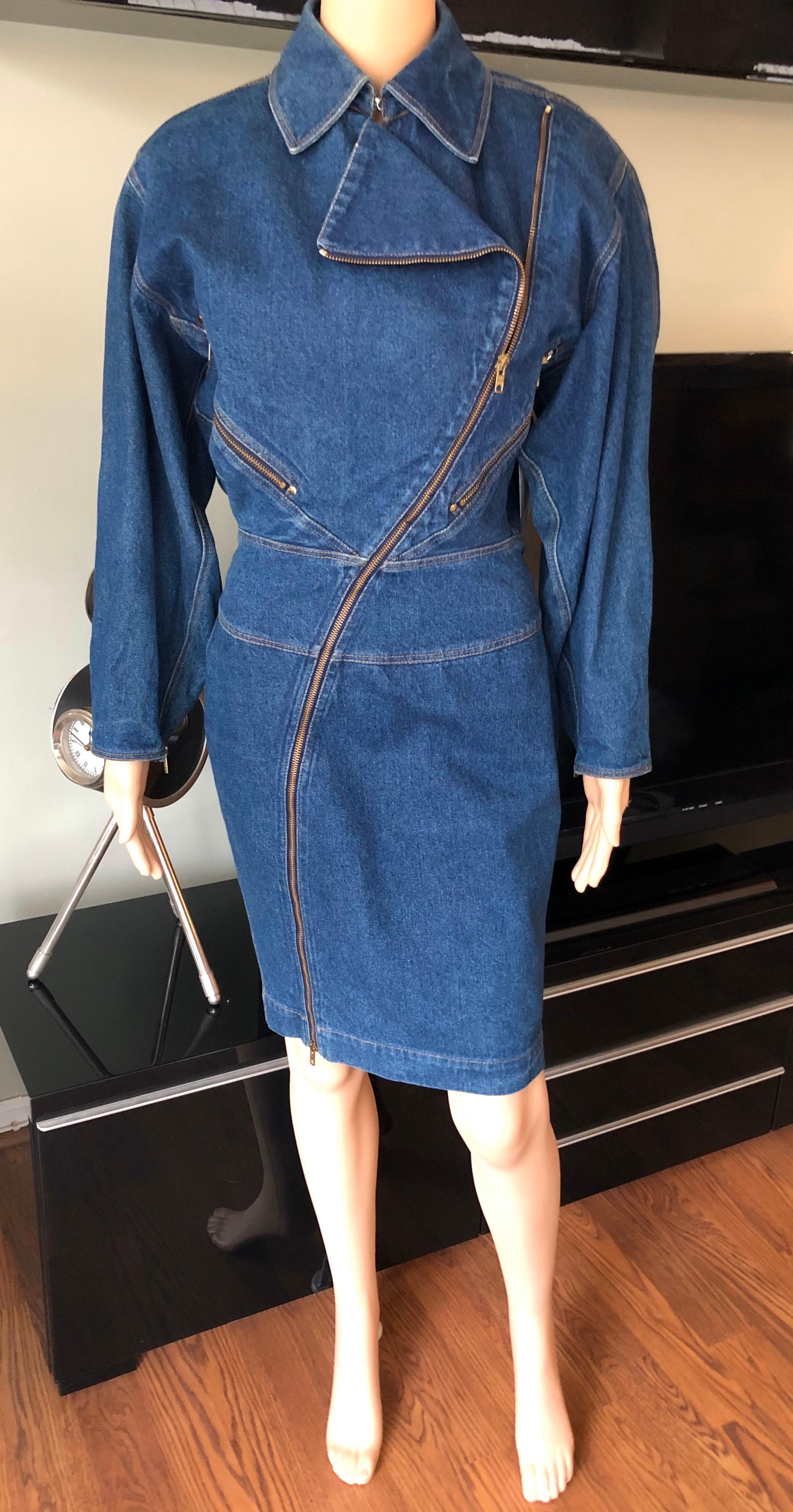 denim zipper dress