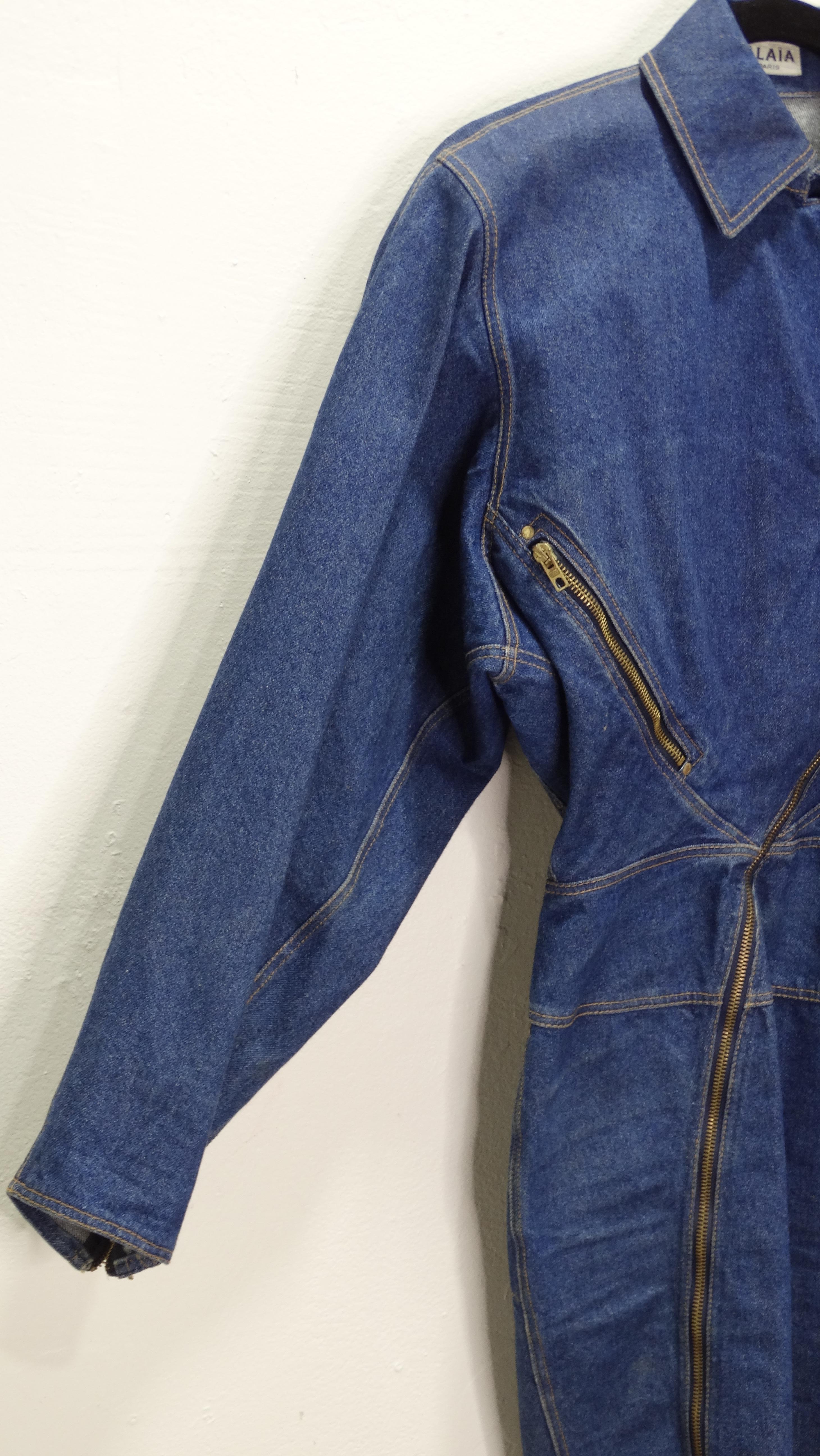 Azzedine Alaïa 1986 Motorcycle Denim Coat Dress  In Excellent Condition In Scottsdale, AZ