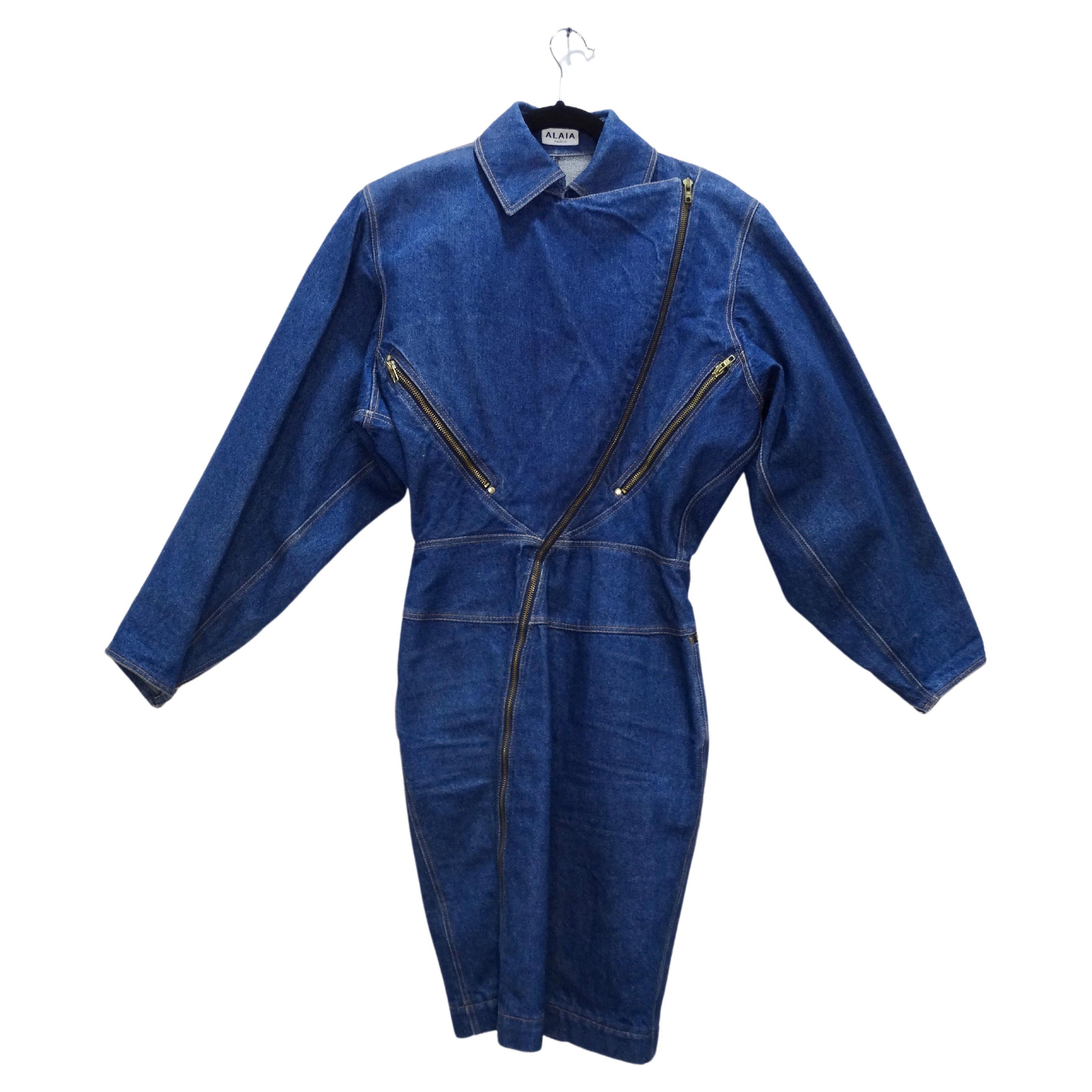 Azzedine Alaïa 1986 Motorcycle Denim Coat Dress 