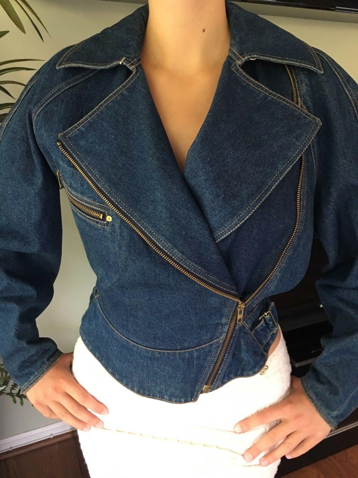 Azzedine Alaia 1986 Veste en jean vintage Manteau Bon état à Naples, FL