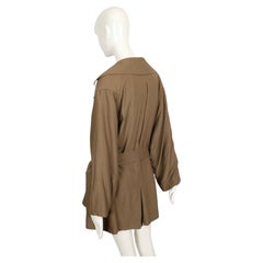 AZZEDINE ALAIA 1987 cappotto RUNWAY in gabardine di lana color tortora