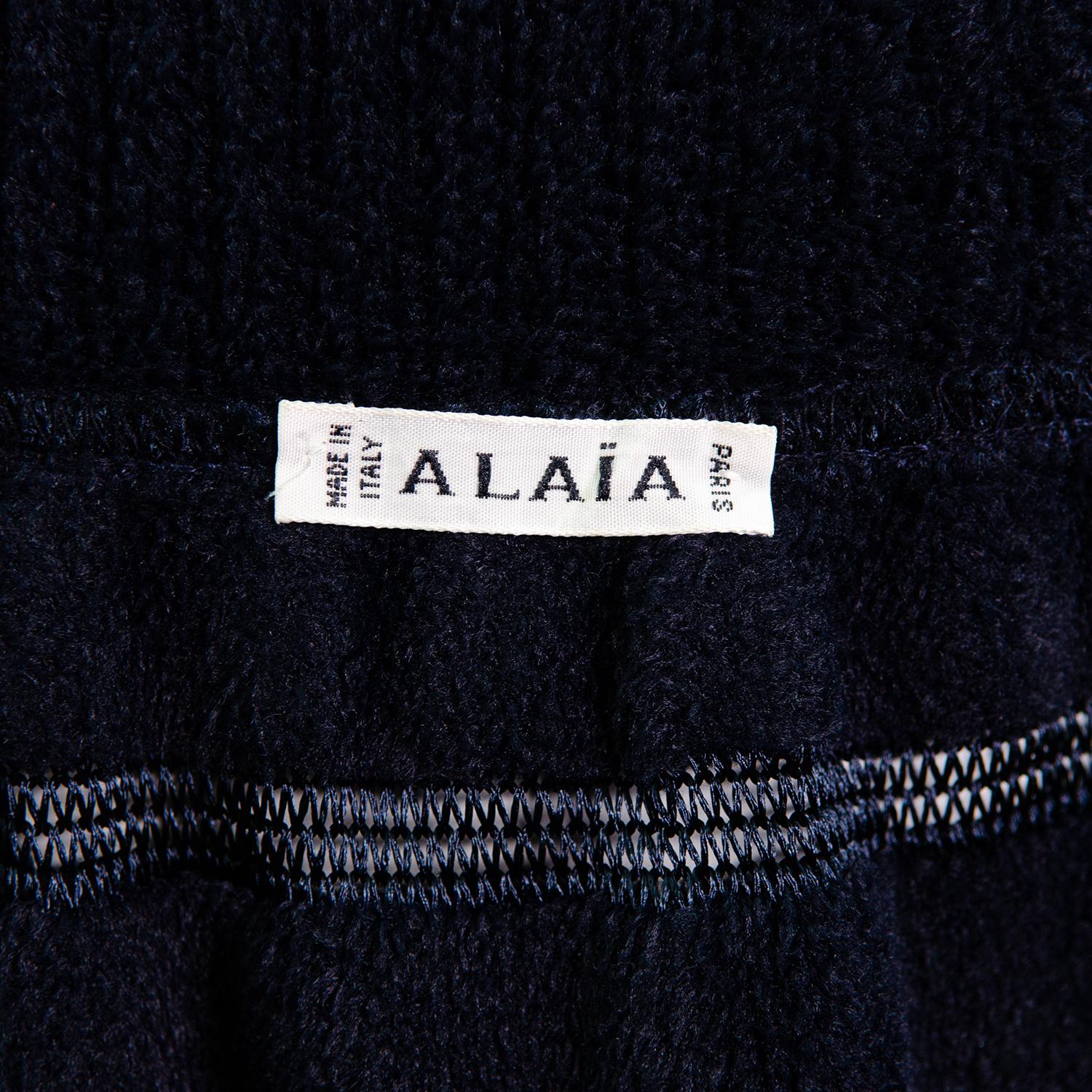 Izzedine Alaïa 1990 Mini jupe semi transparente marine L en vente 2