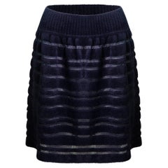 Vintage AZZEDINE ALAÏA 1990s Navy Semi-Sheer Mini Skirt L