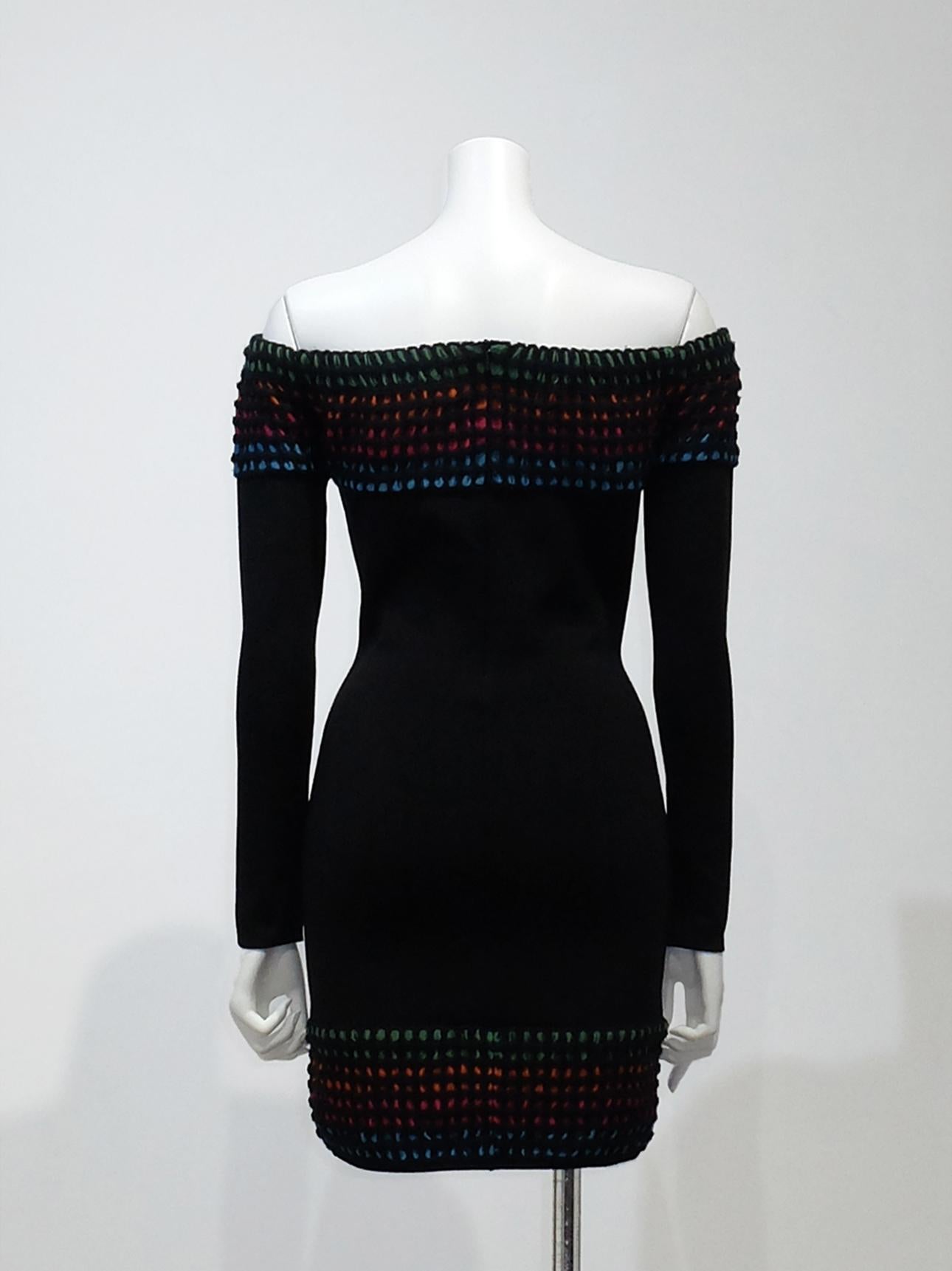 Black Azzedine Alaïa 1990s Off Shoulder Dress For Sale