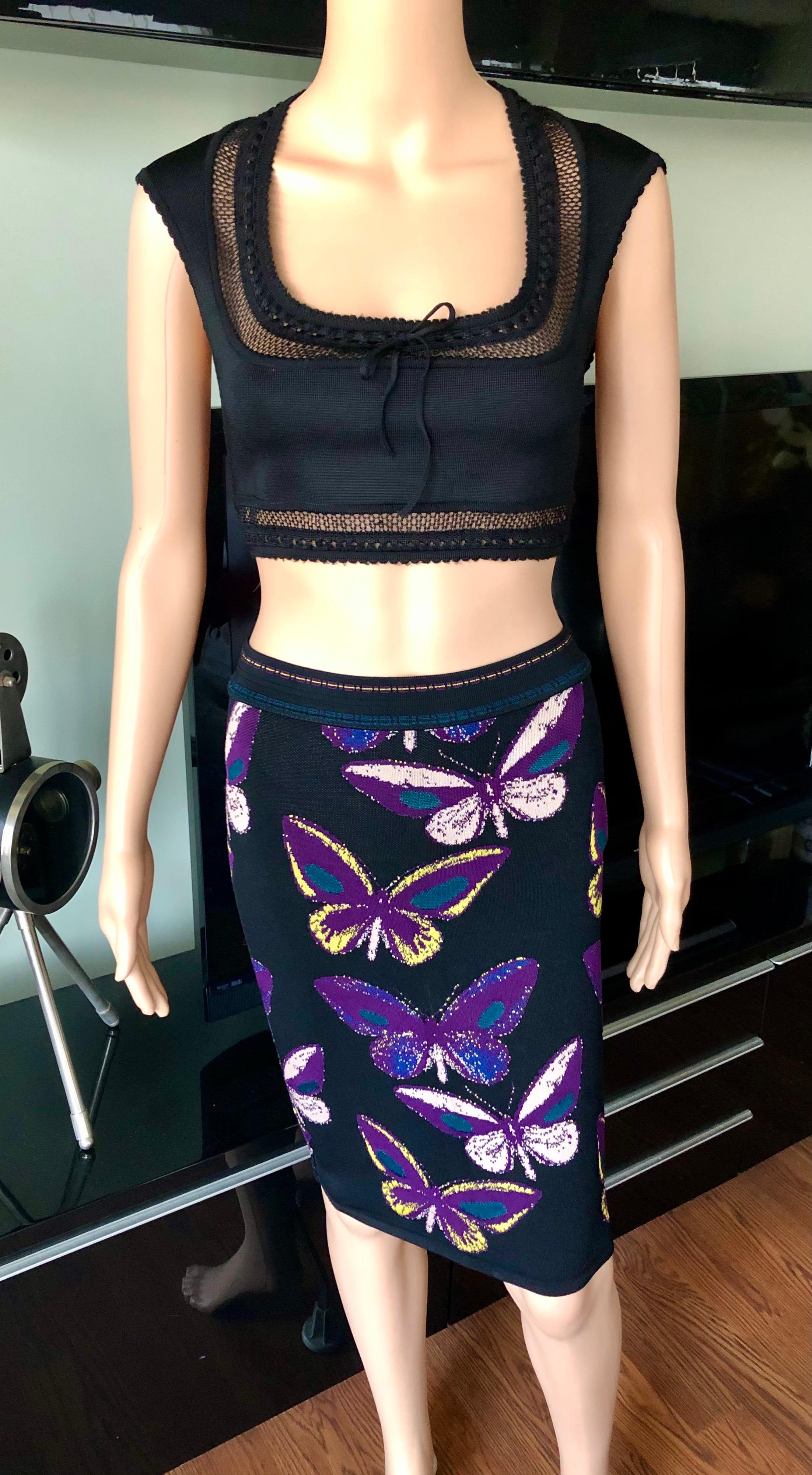Azzedine Alaia 1990's Vintage Butterfly Skirt and Crop Top Ensemble 2 Piece Set Size S/M

Please note the crop top is size S and the skirt is size M.
