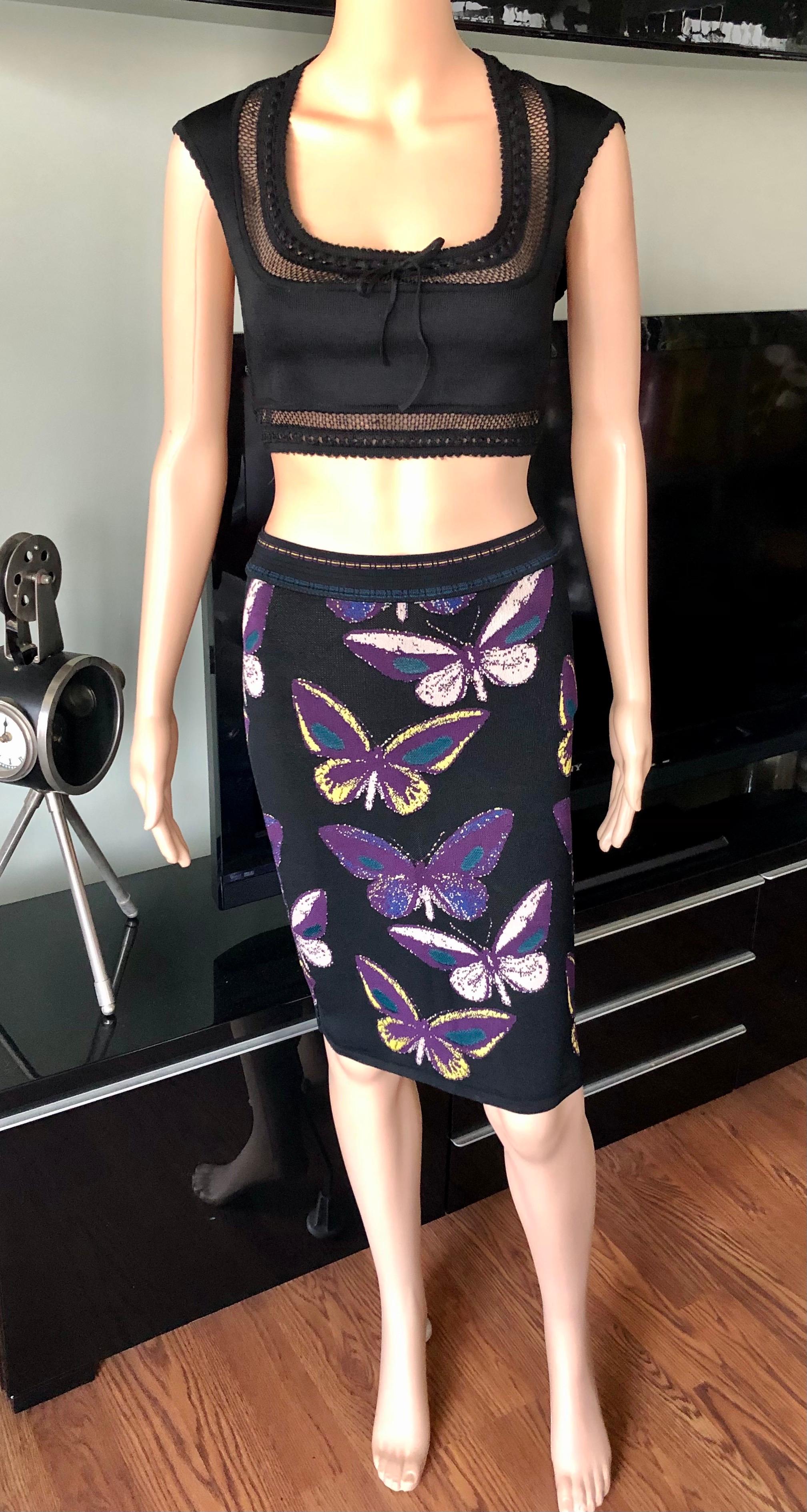 Azzedine Alaia 1990's Vintage Butterfly Skirt and Crop Top Ensemble 2 Piece Set  In Good Condition In Naples, FL