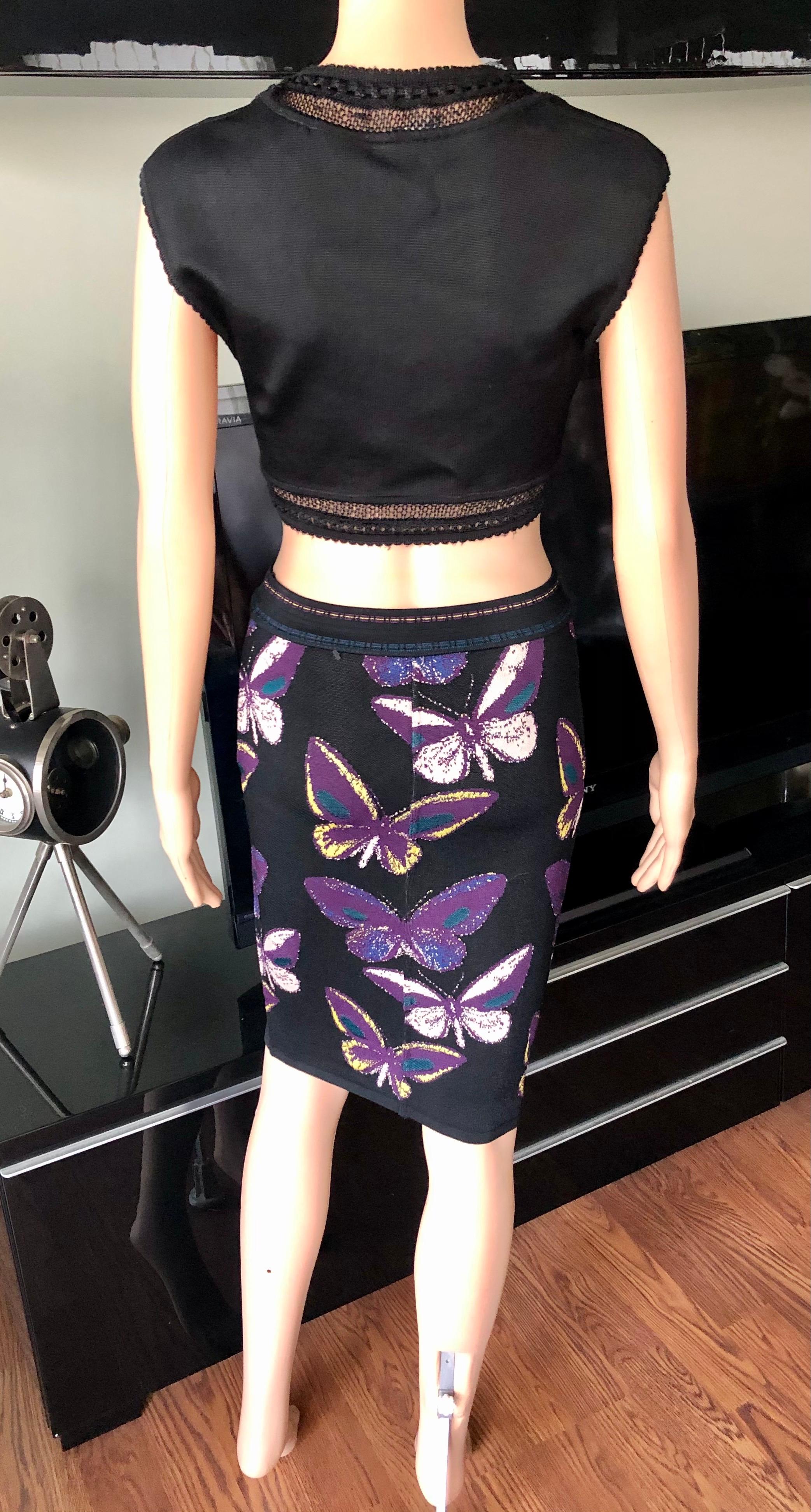 Azzedine Alaia 1990's Vintage Butterfly Skirt and Crop Top Ensemble 2 Piece Set  1