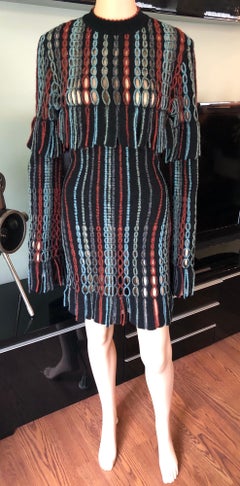 Azzedine Alaia 1990's Vintage Knit Fringed Laser Cut Dress