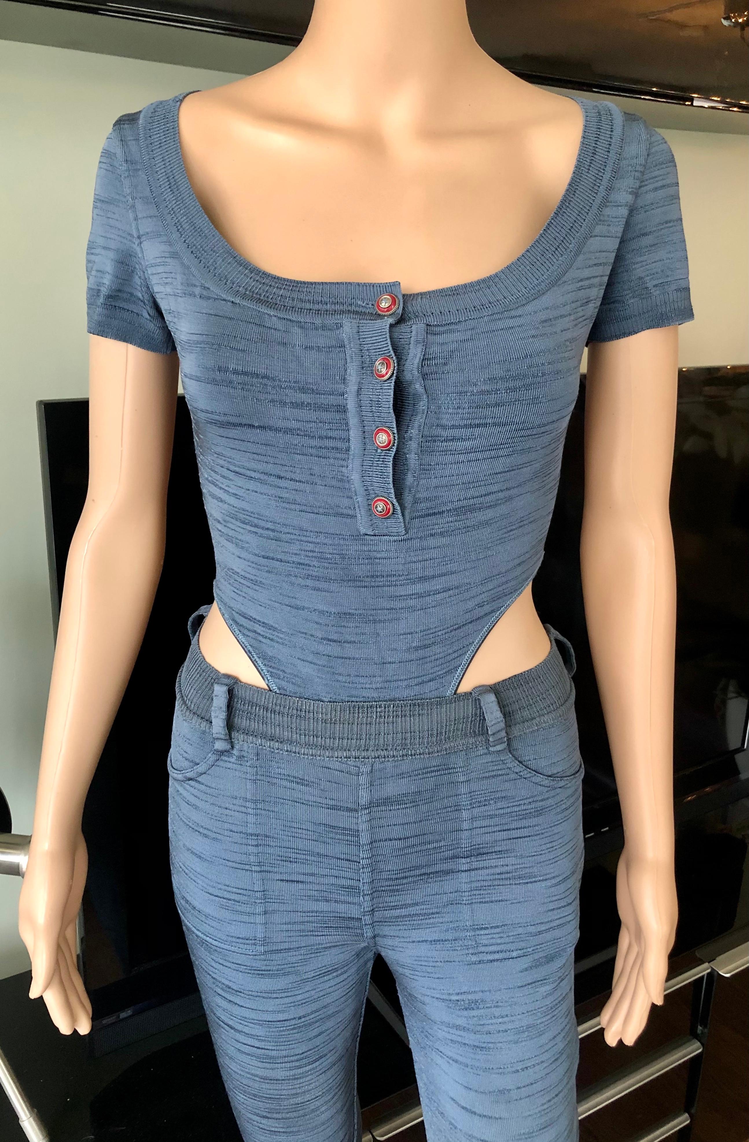 Azzedine Alaia 1990's Vintage Legging Pants & Bodysuit Top 2 Piece Set Ensemble in vendita 1