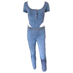 Azzedine Alaia 1990's Vintage Legging Pants & Bodysuit Top 2 Pieces Ensemble
