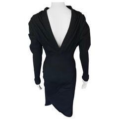 long sleeve midi dress Azzedine Alaia 1990
s Vintage Open Back Long Sleeve Midi Black Dress
