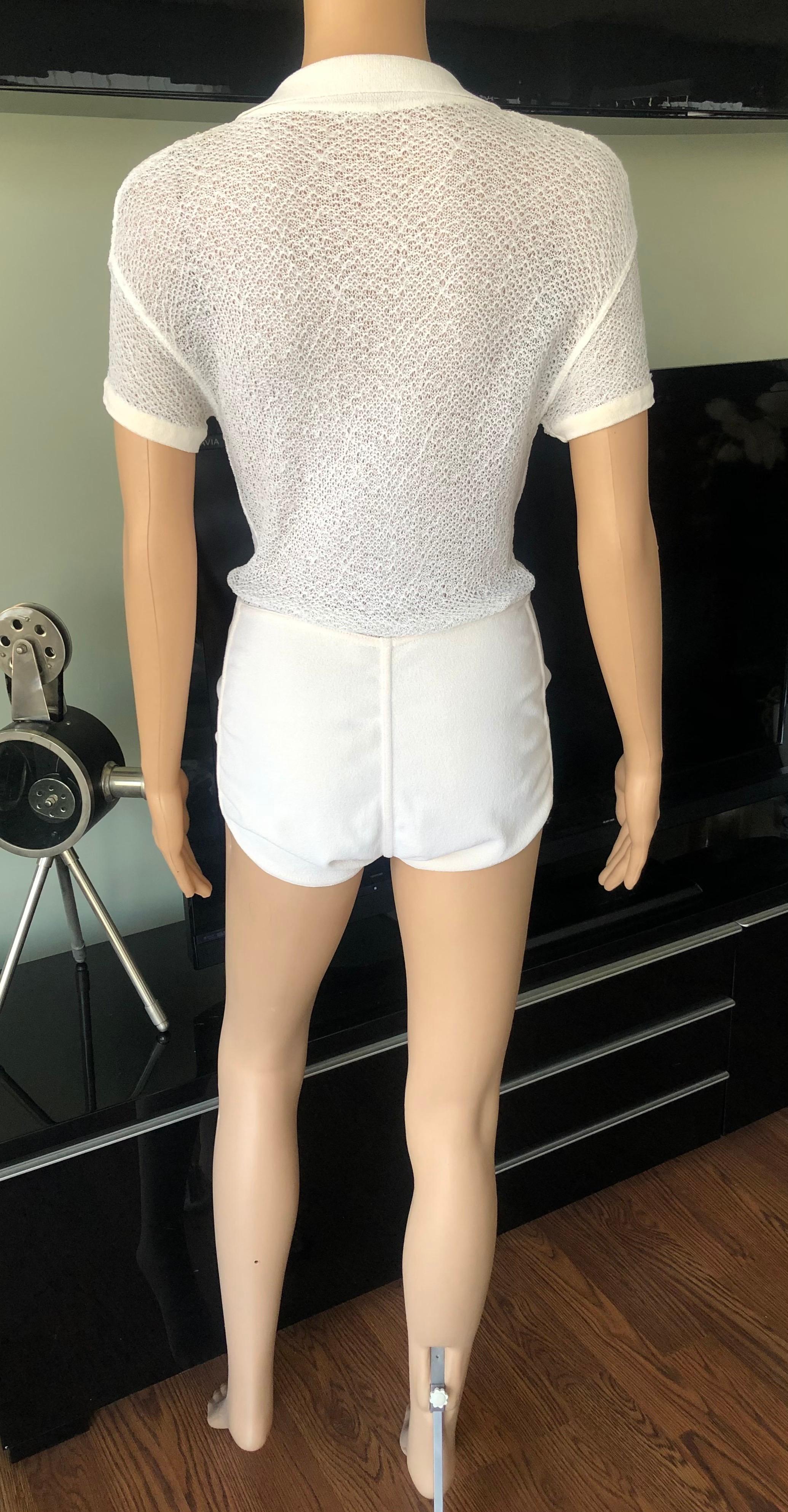Beige Azzedine Alaia S/S 1989 Vintage Semi-Sheer Bodysuit Romper For Sale