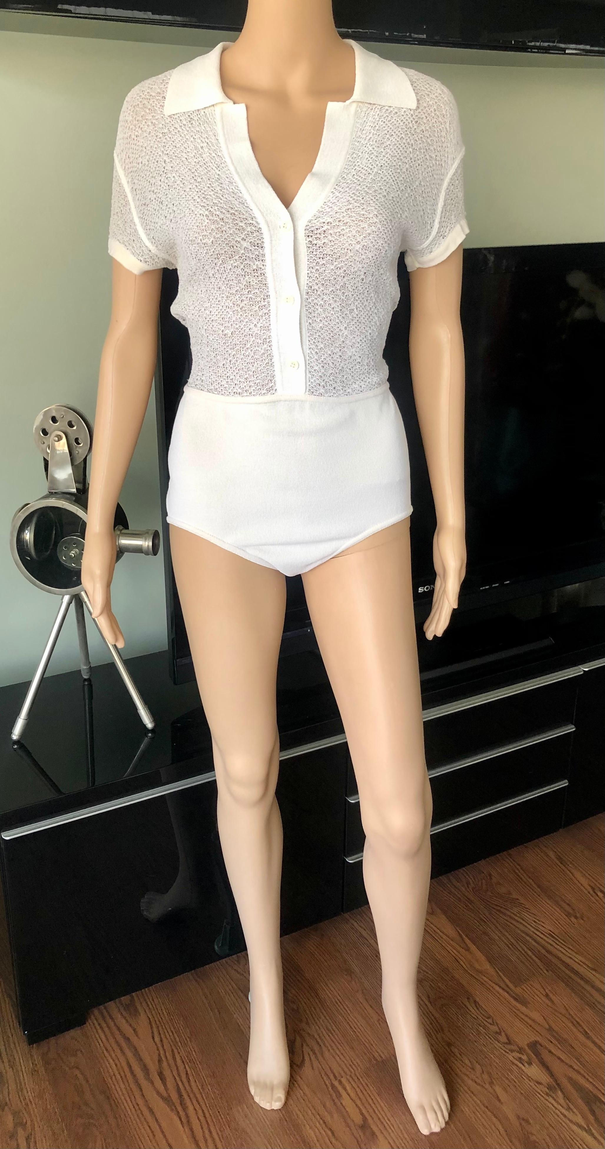 Azzedine Alaia 1990's Vintage Semi-Sheer Bodysuit Romper For Sale 3