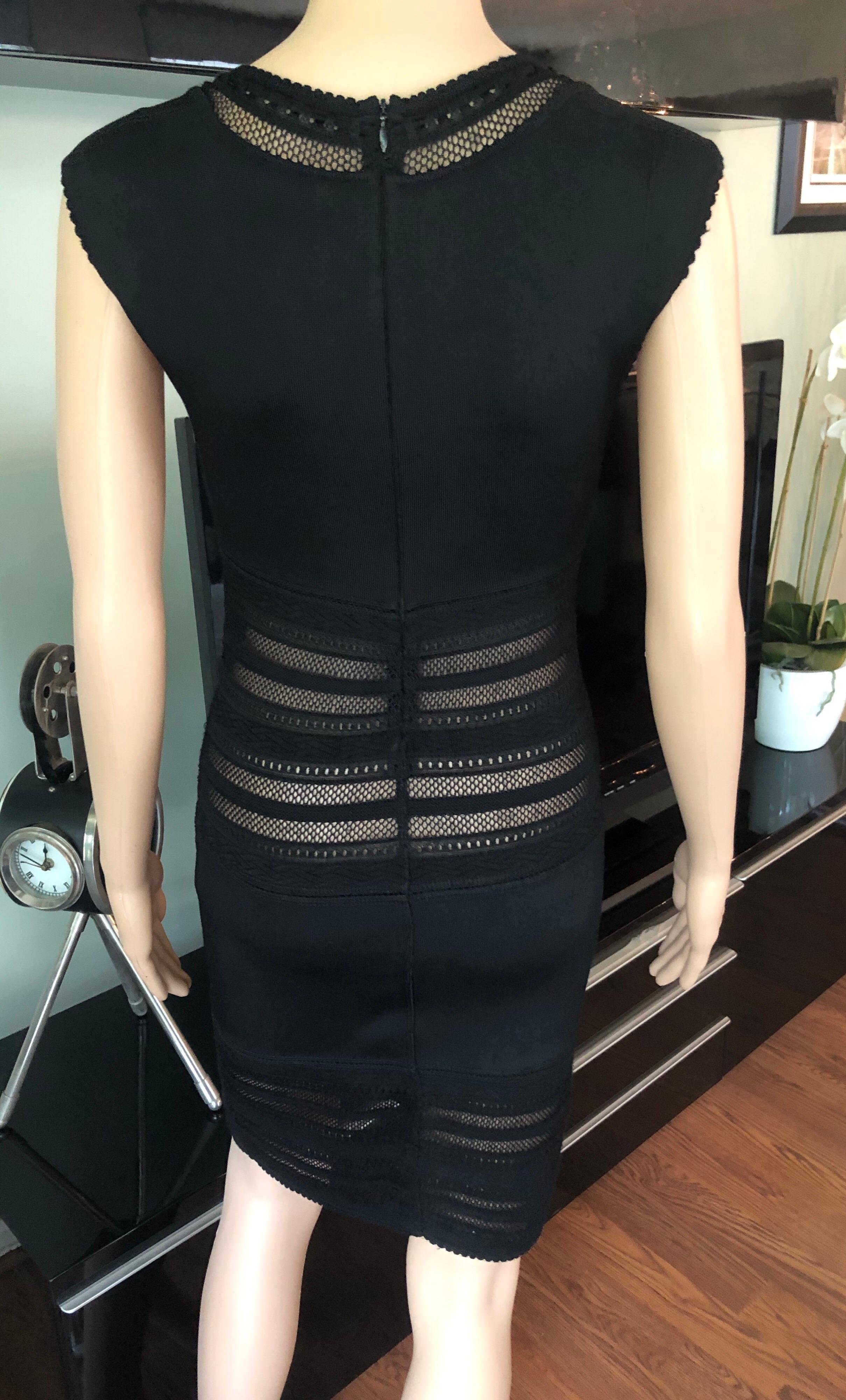 Azzedine Alaia 1990's Vintage Semi-Sheer Crochet Knit Bodycon Black Dress 1