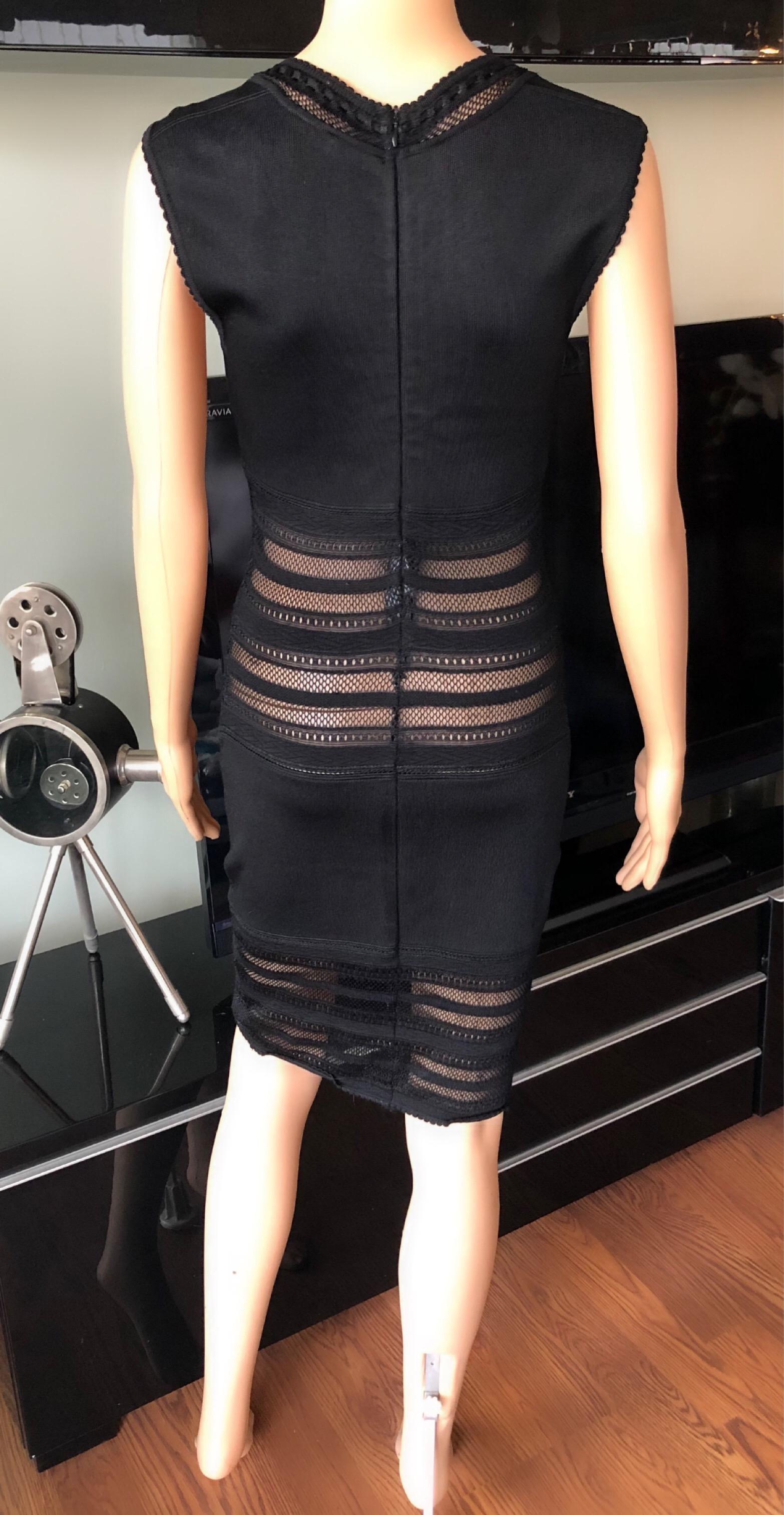 Azzedine Alaia 1990's Vintage Semi-Sheer Crochet Knit Bodycon Black Dress 2